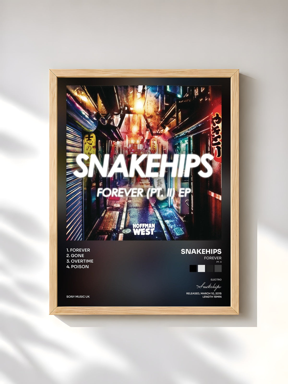 #bois Tableau de l'album Forever (Pt. II) - EP de Snakehips, cadre en bois brut, imprimé et encadré en France