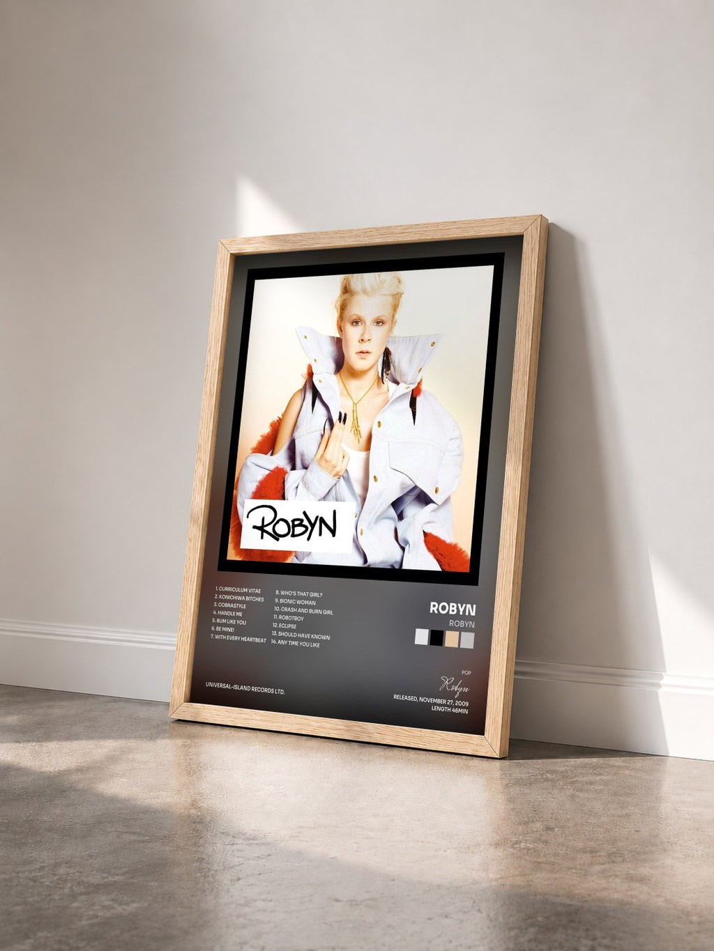 #bois Tableau de l'album Robyn de Robyn vu de trois quarts, cadre en bois brut