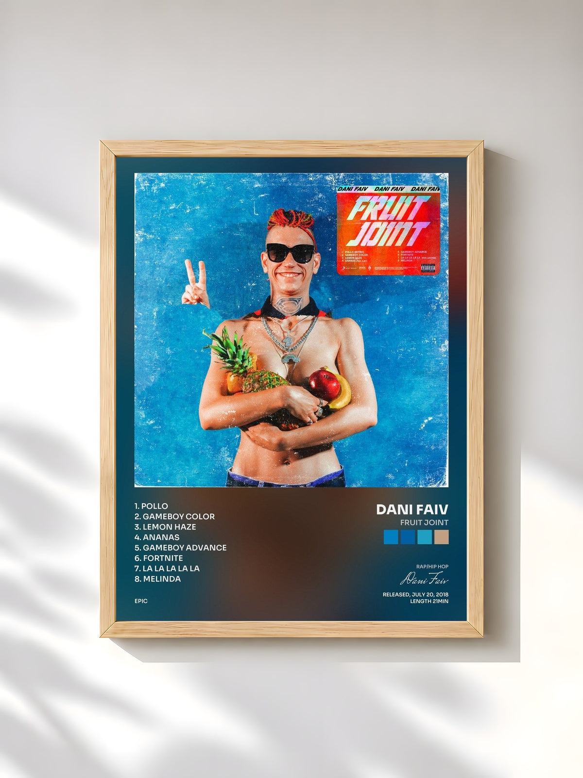 #bois Tableau de l'album Fruit Joint de Dani Faiv, cadre en bois brut, imprimé et encadré en France