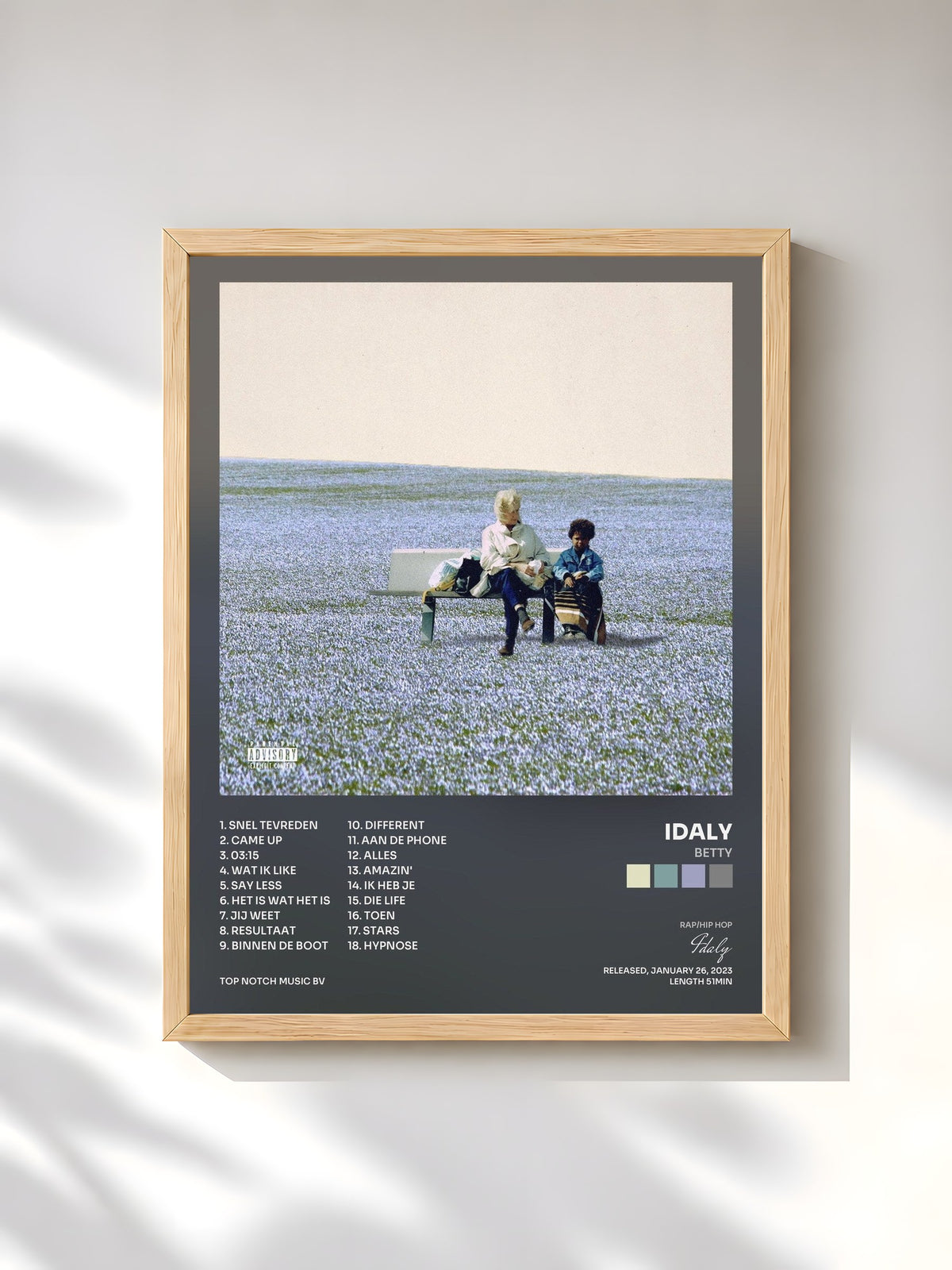 #bois Tableau de l'album Betty de Idaly, cadre en bois brut, imprimé et encadré en France