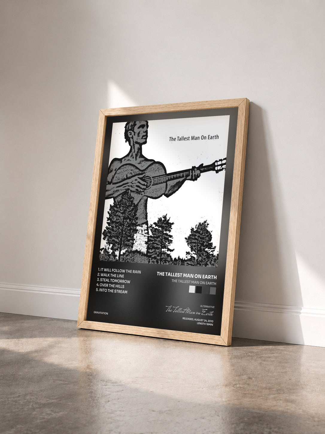 #bois Tableau de l'album The Tallest Man On Earth de The Tallest Man on Earth vu de trois quarts, cadre en bois brut