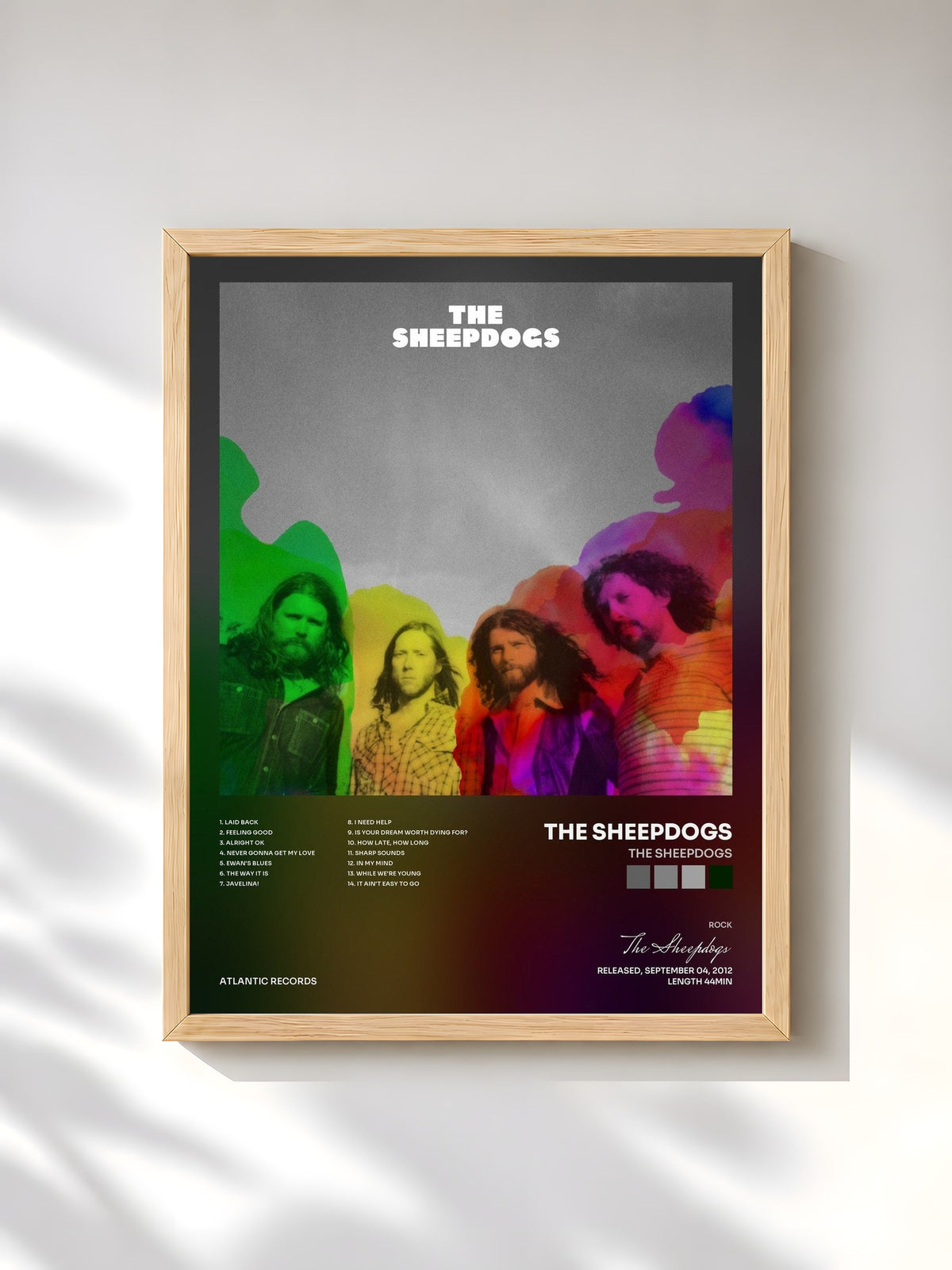 #bois Tableau de l'album The Sheepdogs de The Sheepdogs, cadre en bois brut, imprimé et encadré en France