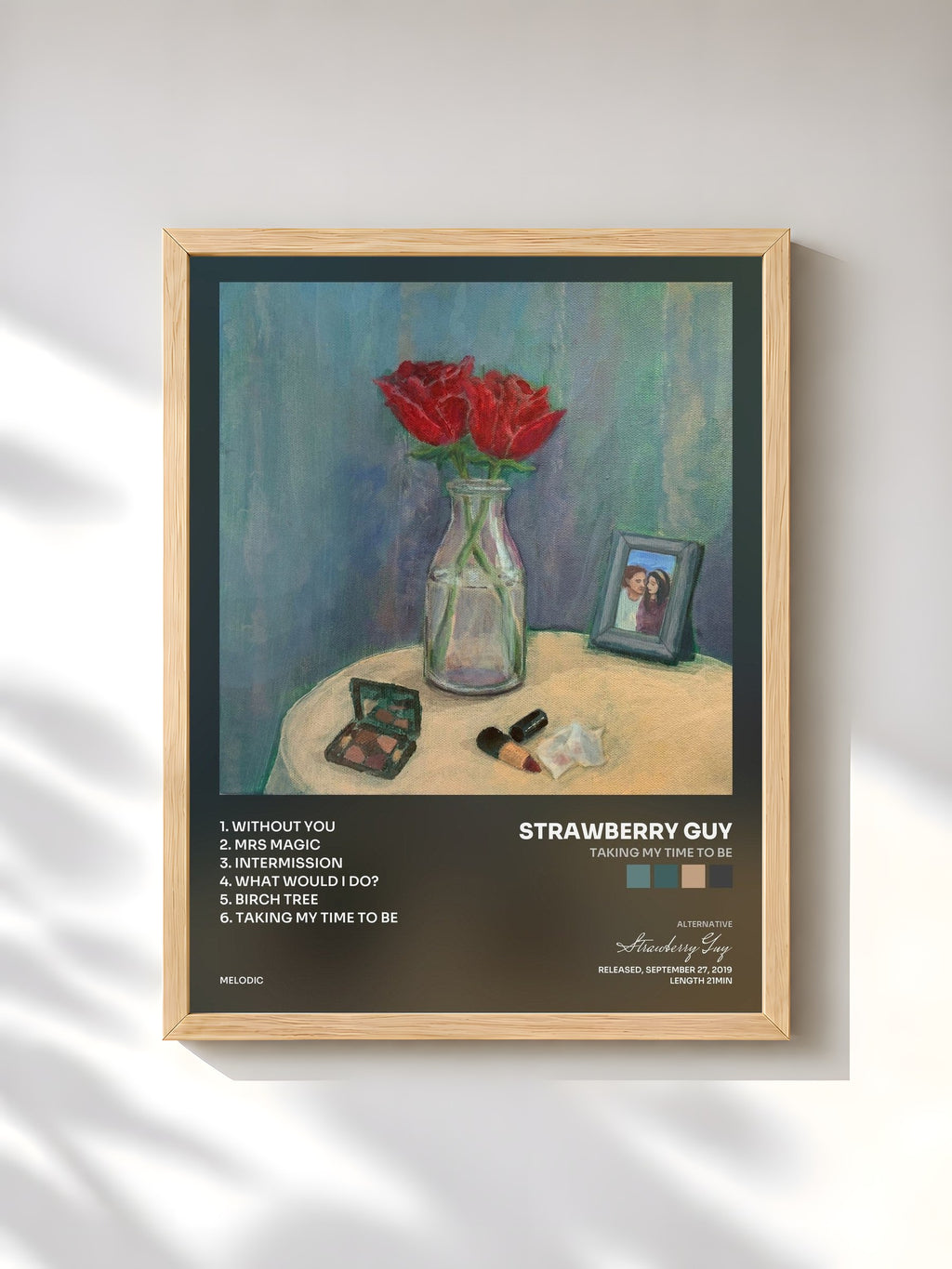#bois Tableau de l'album Taking My Time to Be de Strawberry Guy, cadre en bois brut, imprimé et encadré en France