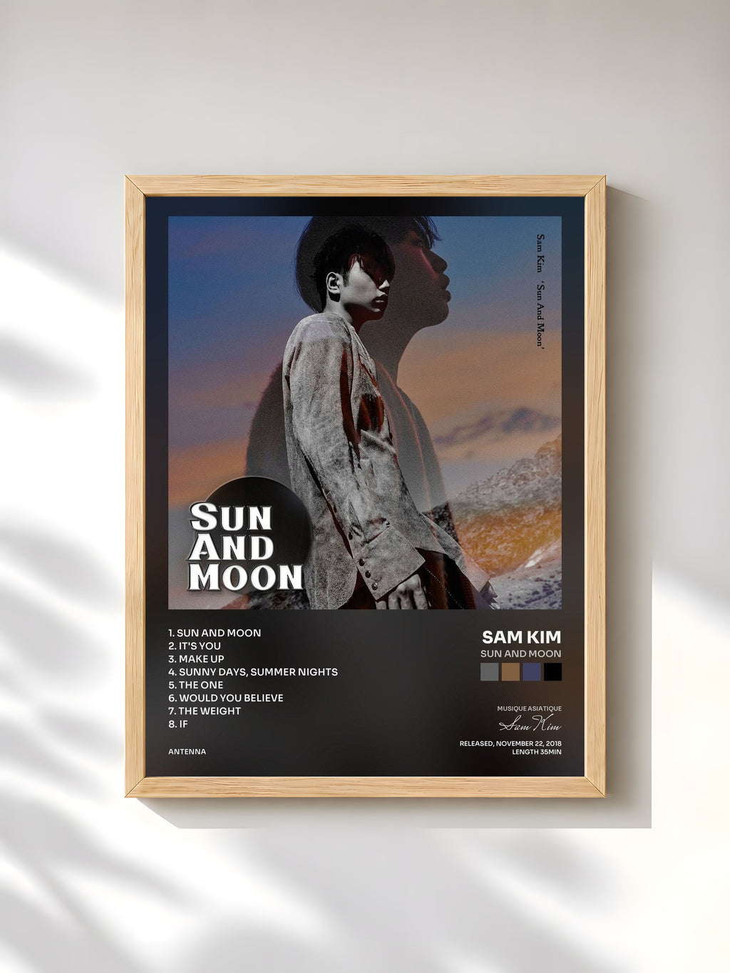 #bois Tableau de l'album Sun And Moon de Sam Kim, cadre en bois brut, imprimé et encadré en France