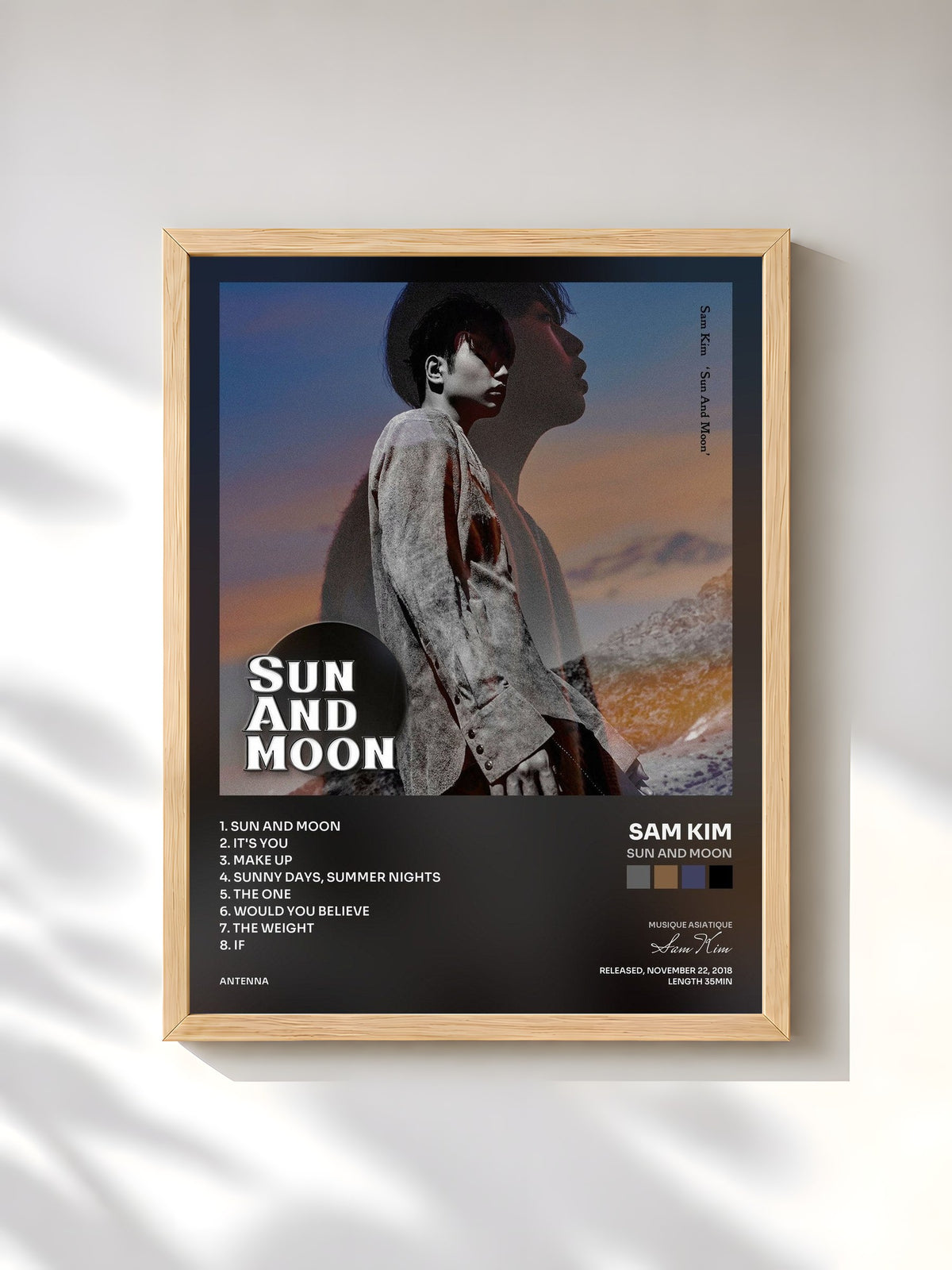 #bois Tableau de l'album Sun And Moon de Sam Kim, cadre en bois brut, imprimé et encadré en France