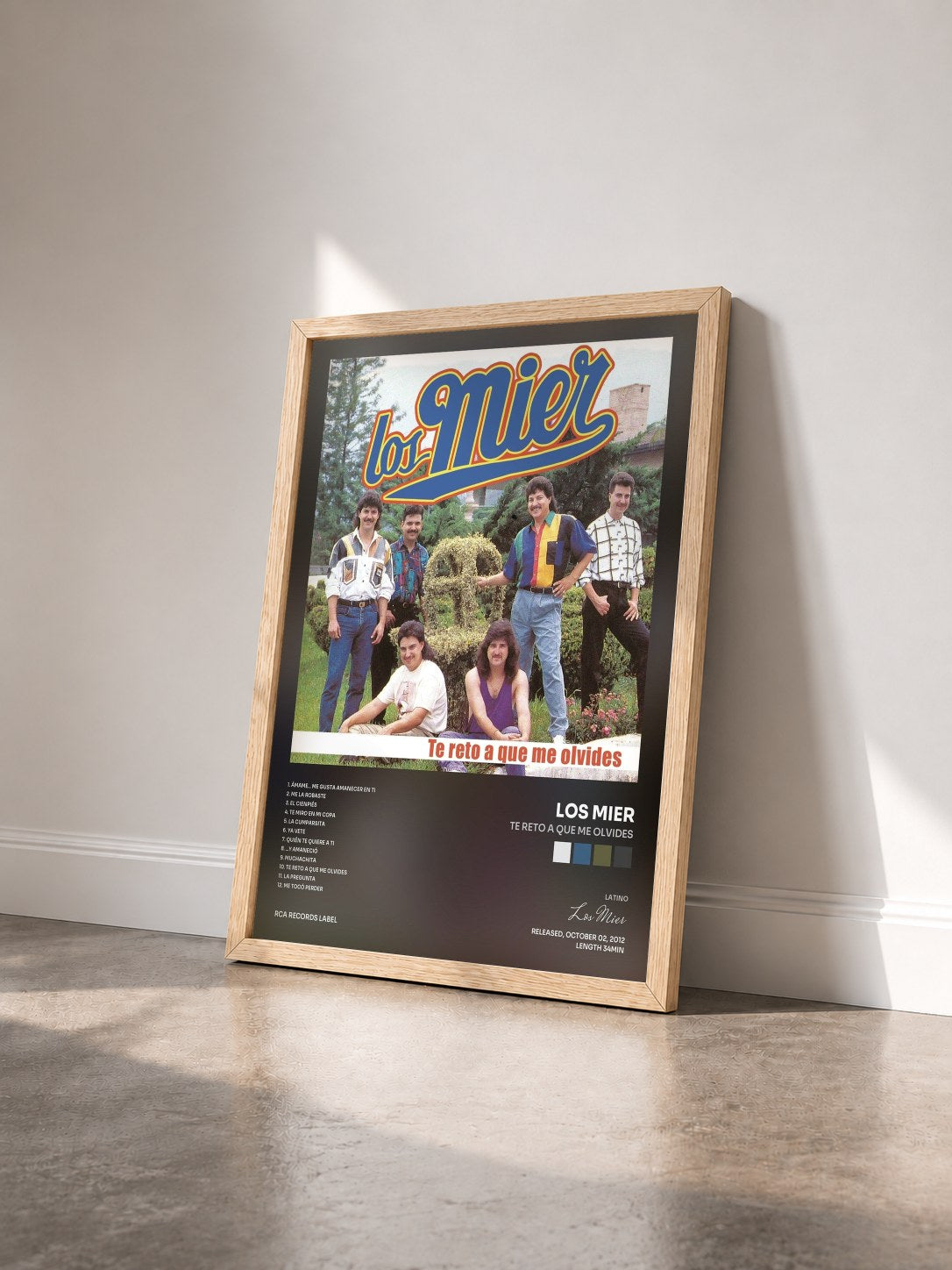 #bois Tableau de l'album Te Reto A Que Me Olvides de Los Mier vu de trois quarts, cadre en bois brut