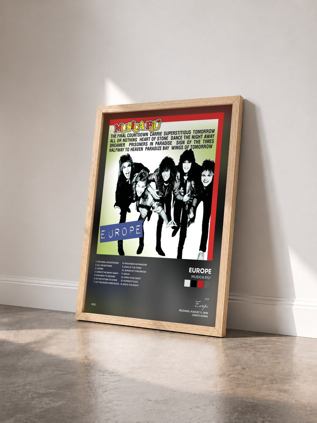 #bois Tableau de l'album Musica Piu' de Europe vu de trois quarts, cadre en bois brut
