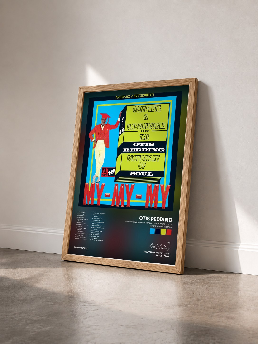 #bois Tableau de l'album Complete & Unbelievable: The Otis Redding Dictionary of Soul (50th Anniversary Edition) de Otis Redding vu de trois quarts, cadre en bois brut