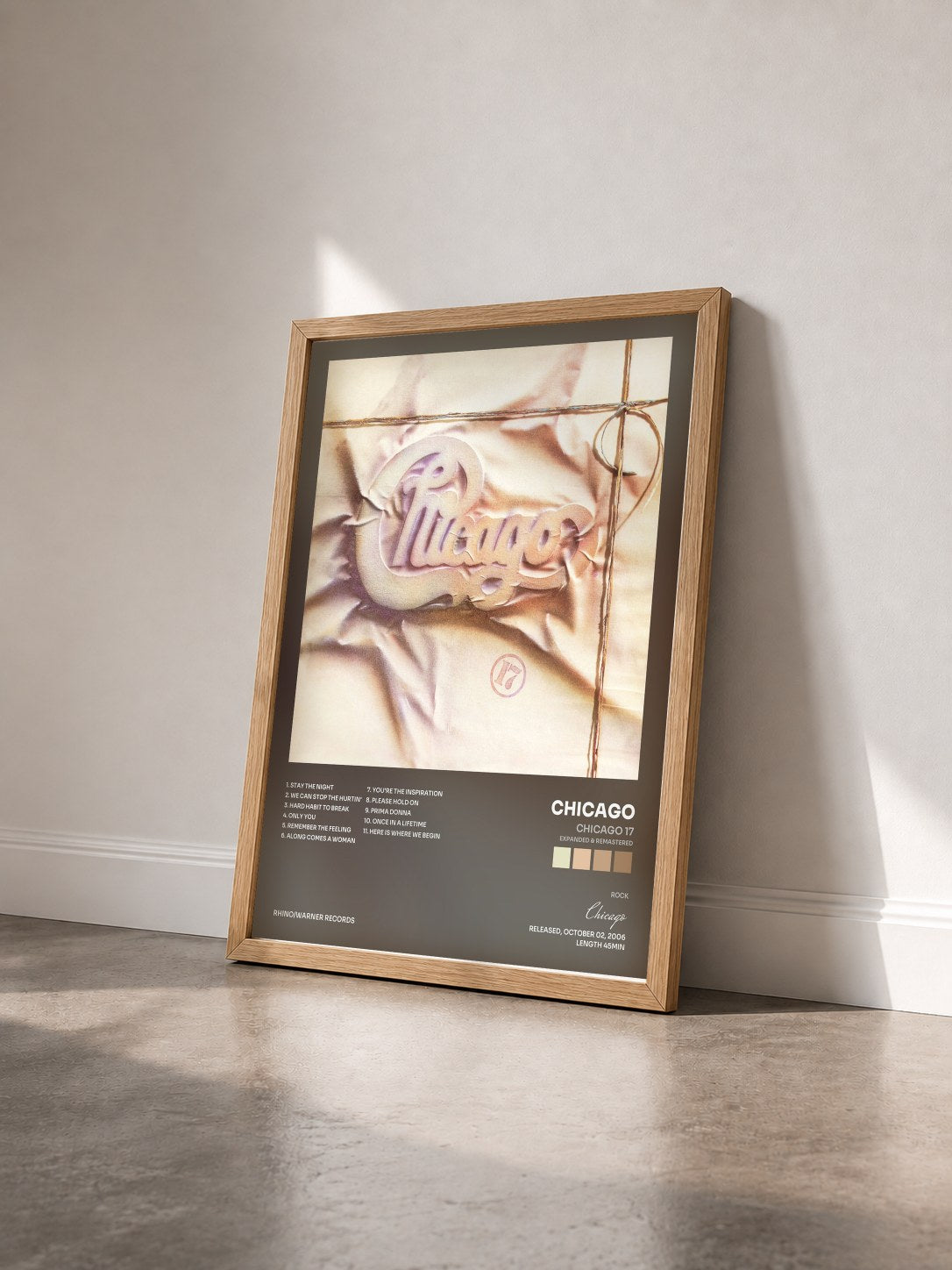 #bois Tableau de l'album Chicago 17 (Expanded & Remastered) de Chicago vu de trois quarts, cadre en bois brut