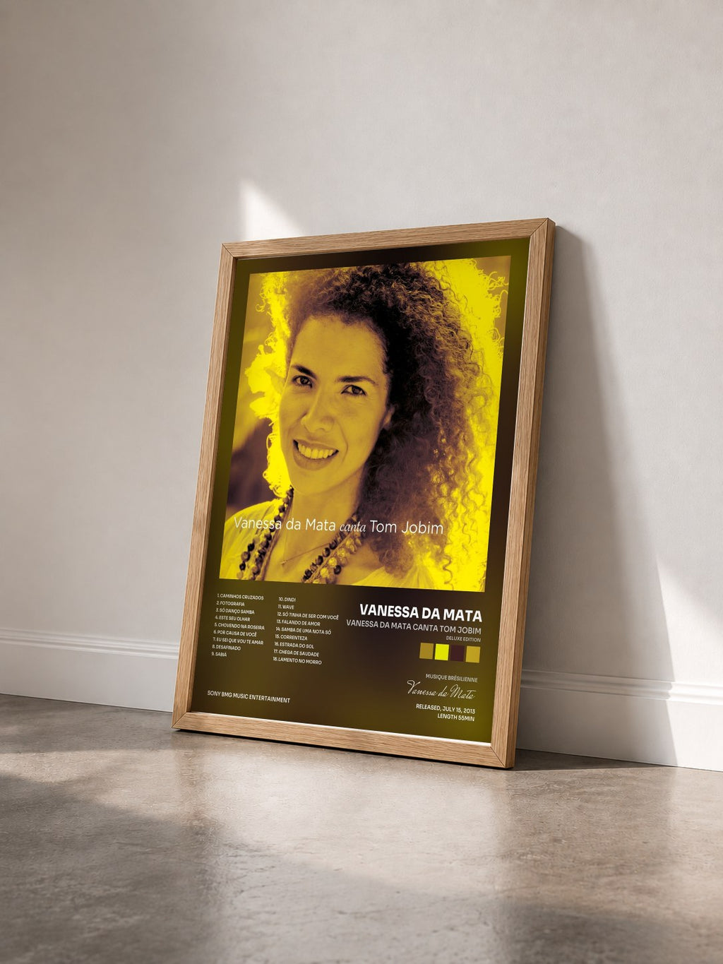 #bois Tableau de l'album Vanessa da Mata canta Tom Jobim (Deluxe Edition) de Vanessa da Mata vu de trois quarts, cadre en bois brut