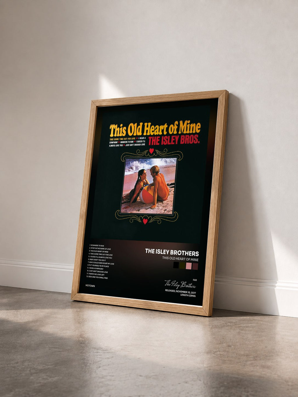 #bois Tableau de l'album This Old Heart Of Mine de The Isley Brothers vu de trois quarts, cadre en bois brut