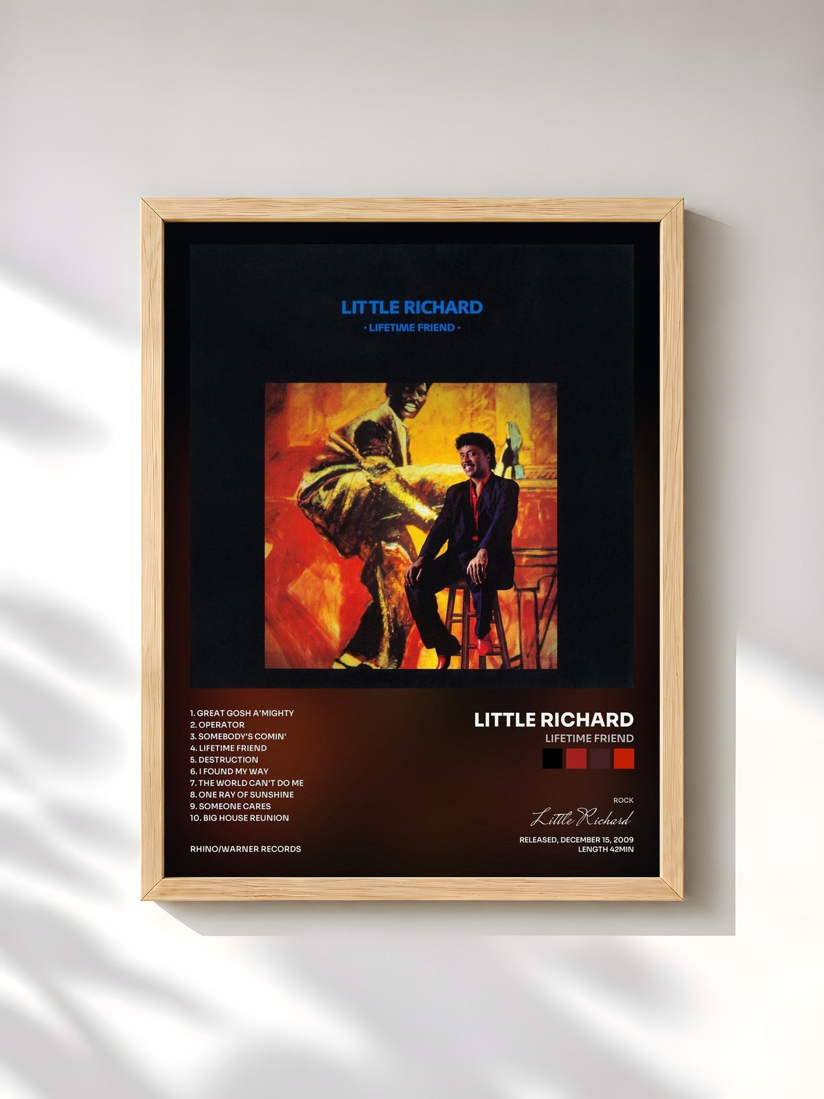 #bois Tableau de l'album Lifetime Friend de Little Richard, cadre en bois brut, imprimé et encadré en France