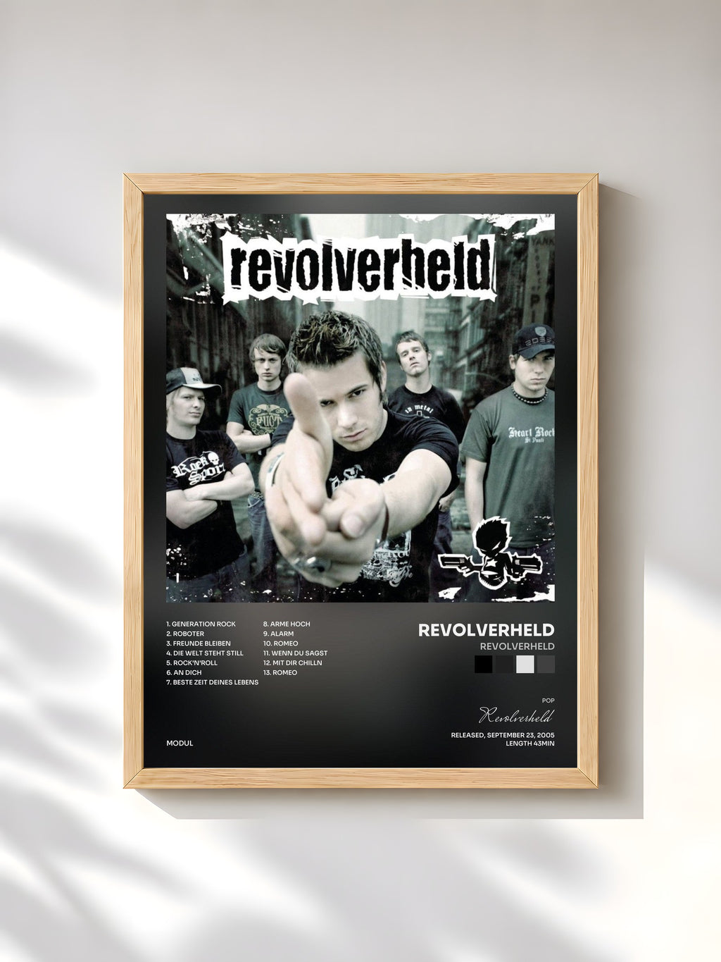 #bois Tableau de l'album Revolverheld de Revolverheld, cadre en bois brut, imprimé et encadré en France