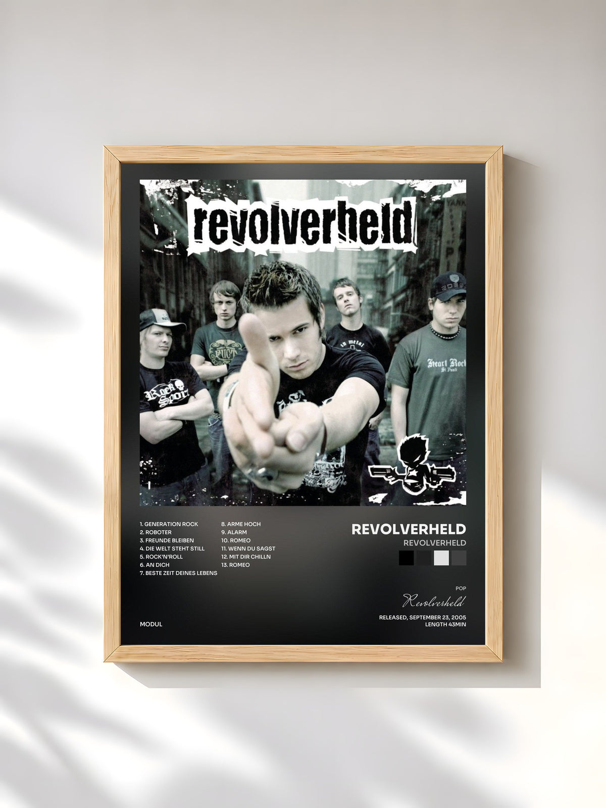 #bois Tableau de l'album Revolverheld de Revolverheld, cadre en bois brut, imprimé et encadré en France