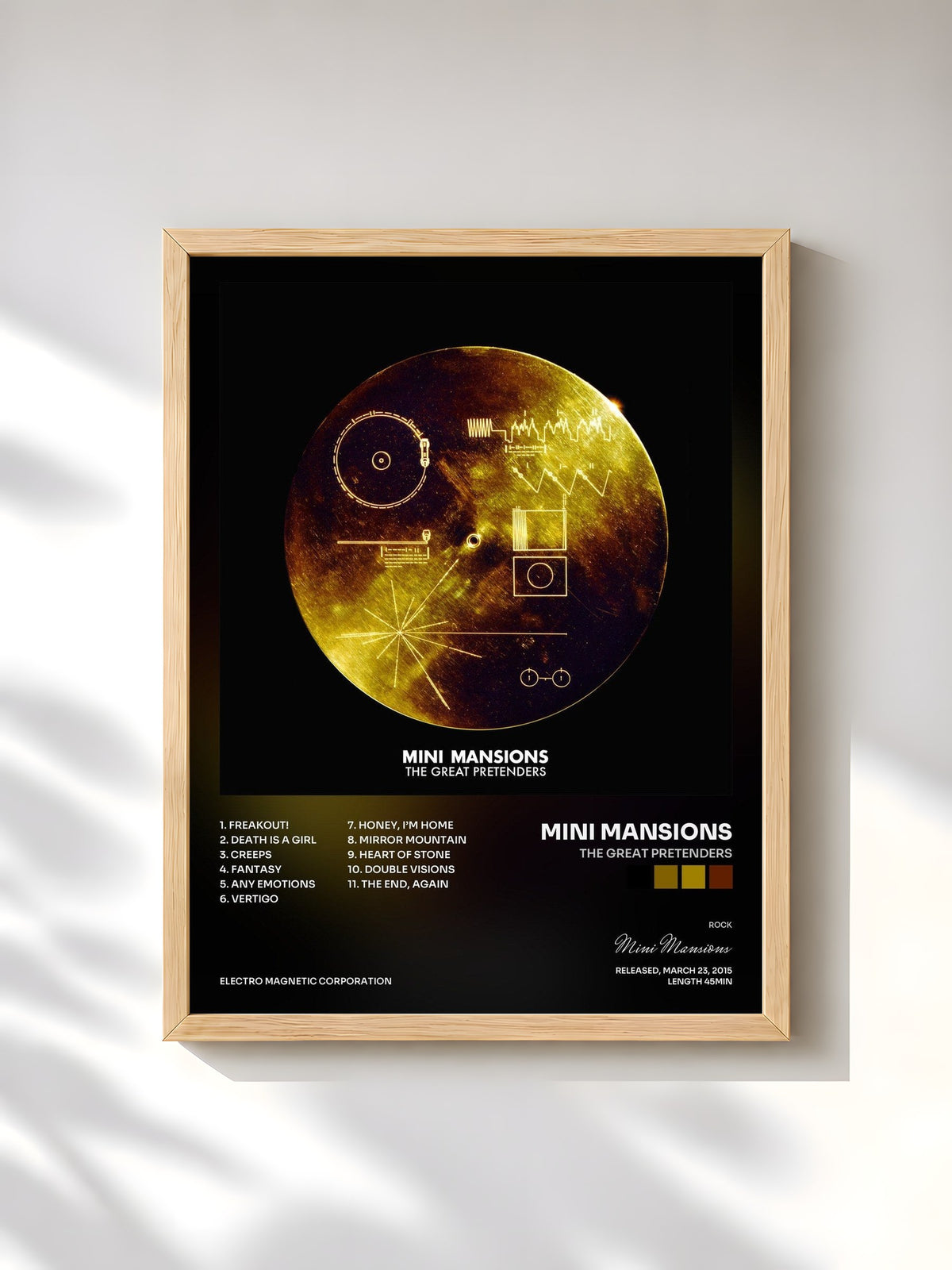 #bois Tableau de l'album The Great Pretenders de Mini Mansions, cadre en bois brut, imprimé et encadré en France