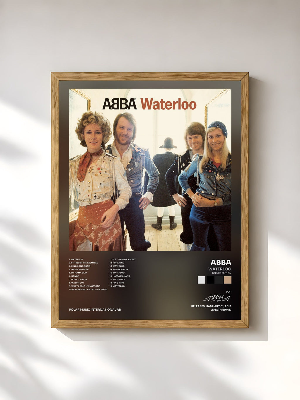 #bois Tableau de l'album Waterloo (Deluxe Edition) de ABBA, cadre en bois brut, imprimé et encadré en France