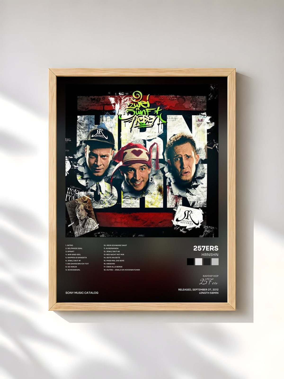 #bois Tableau de l'album HRNSHN de 257ers, cadre en bois brut, imprimé et encadré en France