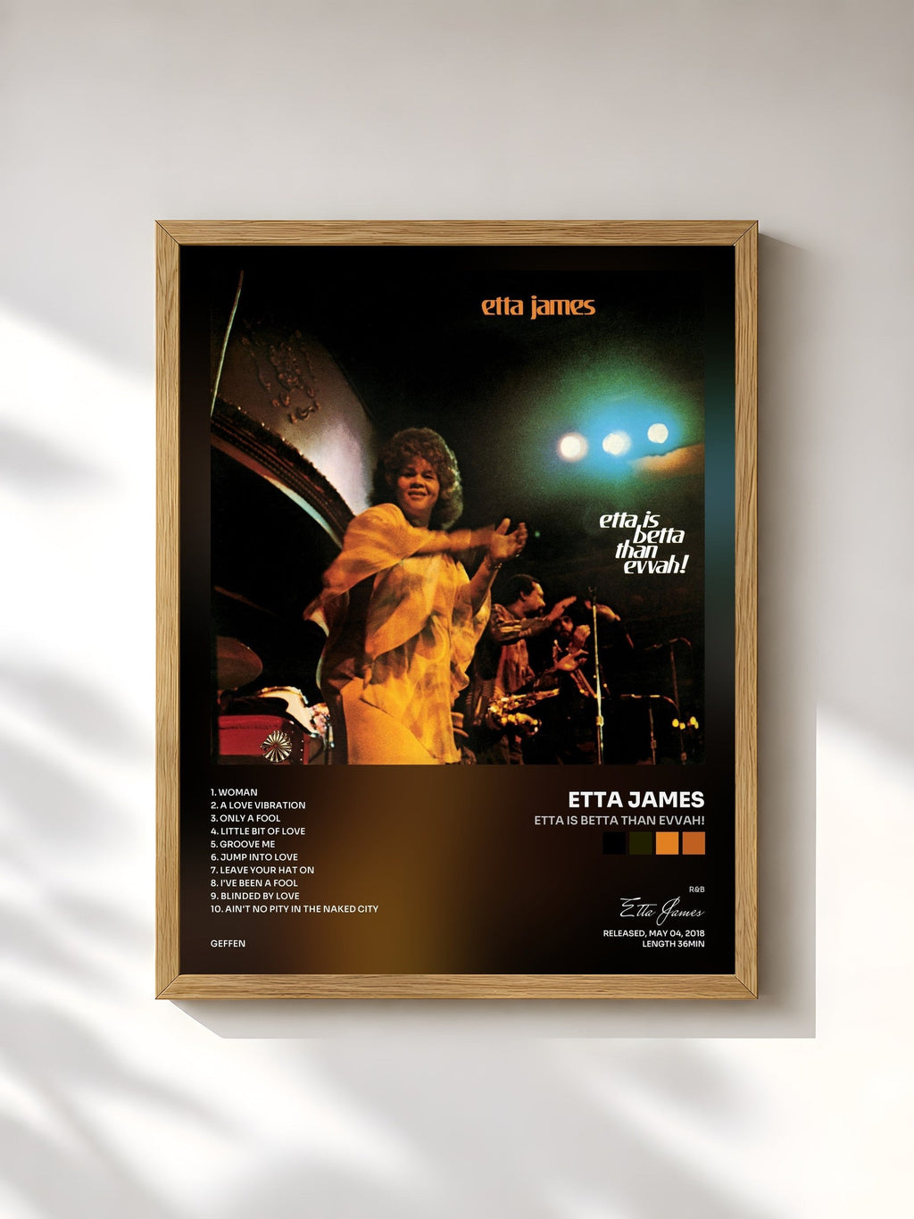 #bois Tableau de l'album Etta Is Betta Than Evvah! de Etta James, cadre en bois brut, imprimé et encadré en France