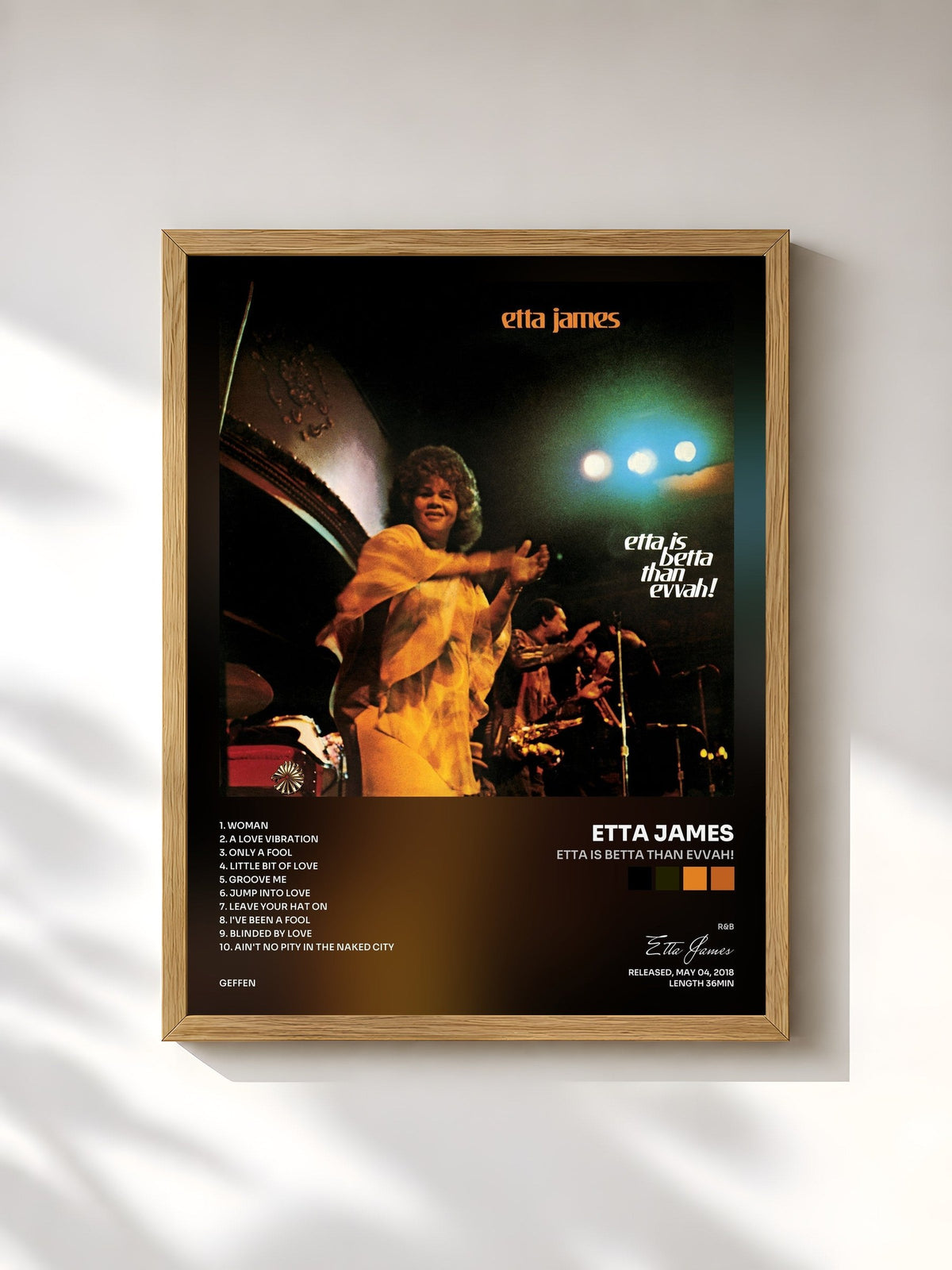 #bois Tableau de l'album Etta Is Betta Than Evvah! de Etta James, cadre en bois brut, imprimé et encadré en France