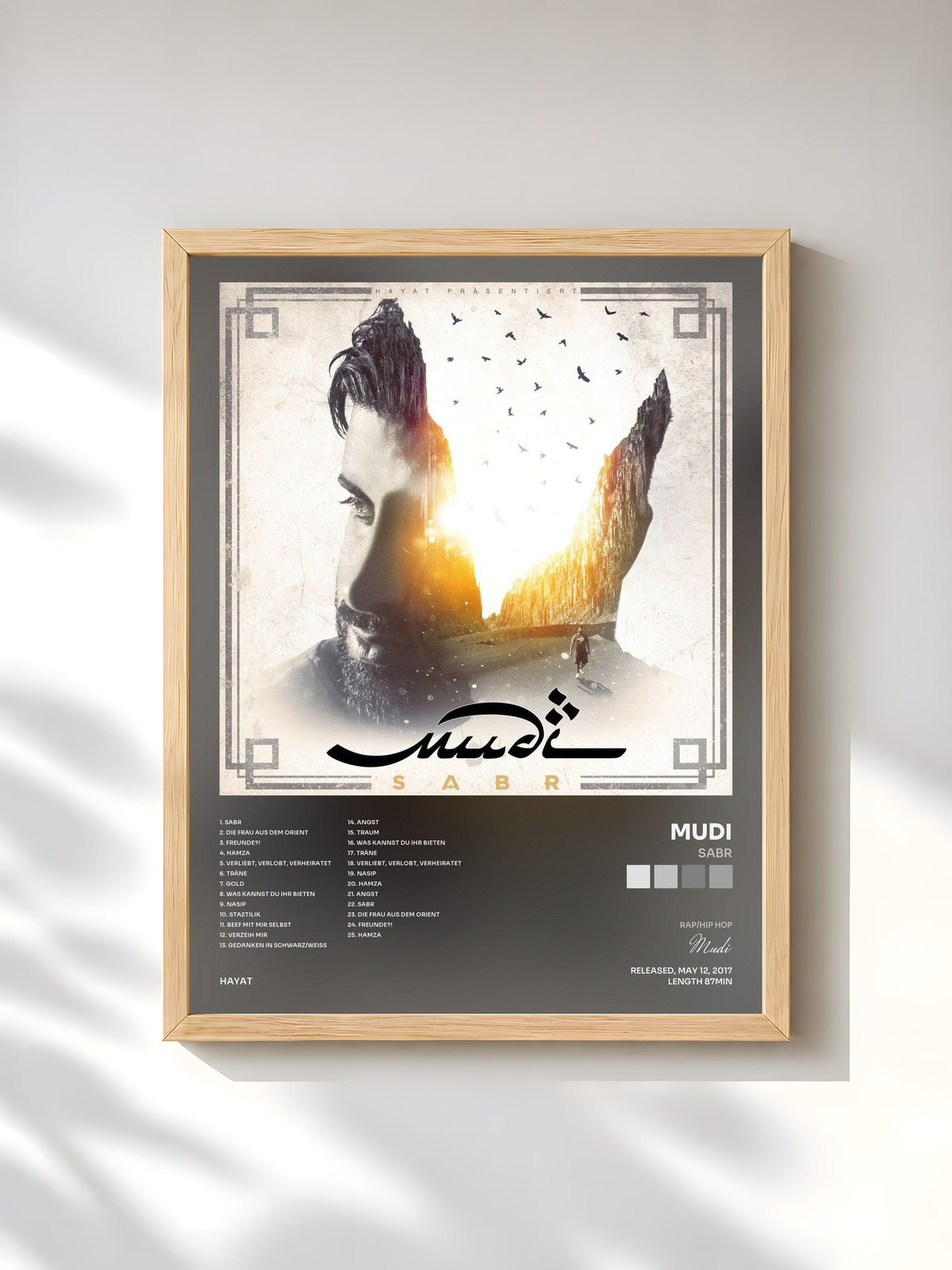 #bois Tableau de l'album Sabr de Mudi, cadre en bois brut, imprimé et encadré en France