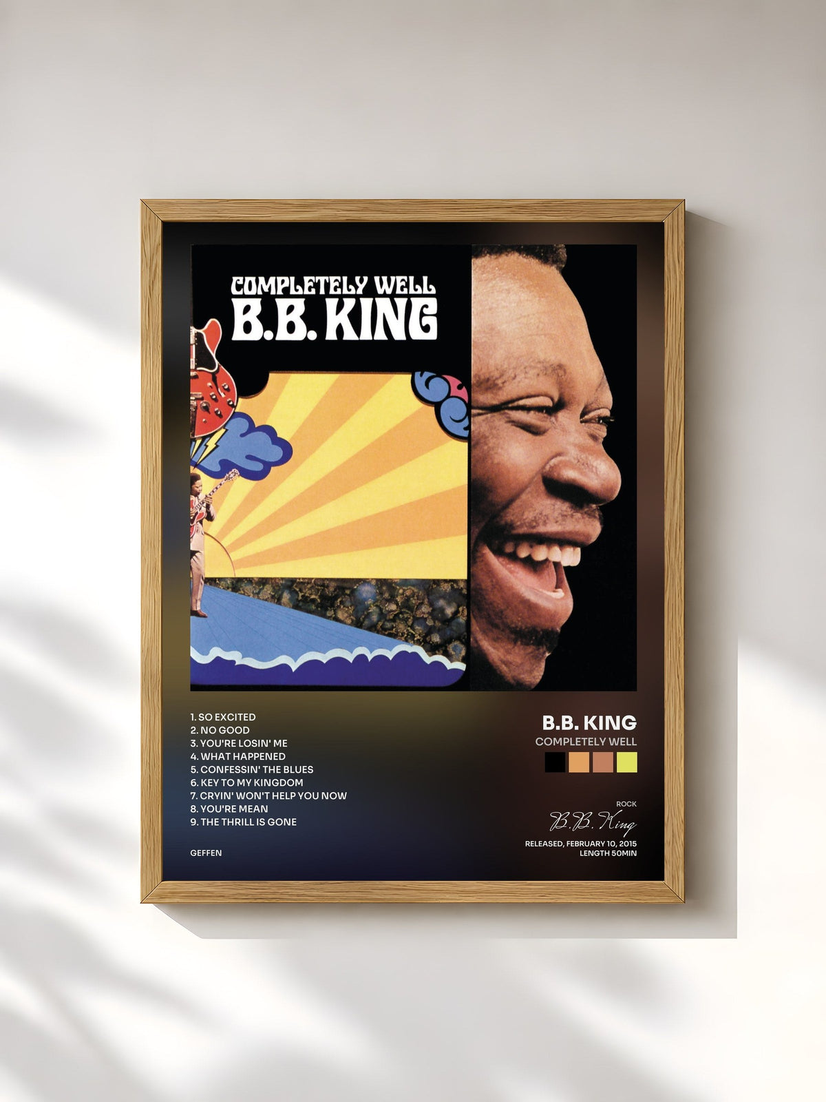 #bois Tableau de l'album Completely Well de B.B. King, cadre en bois brut, imprimé et encadré en France