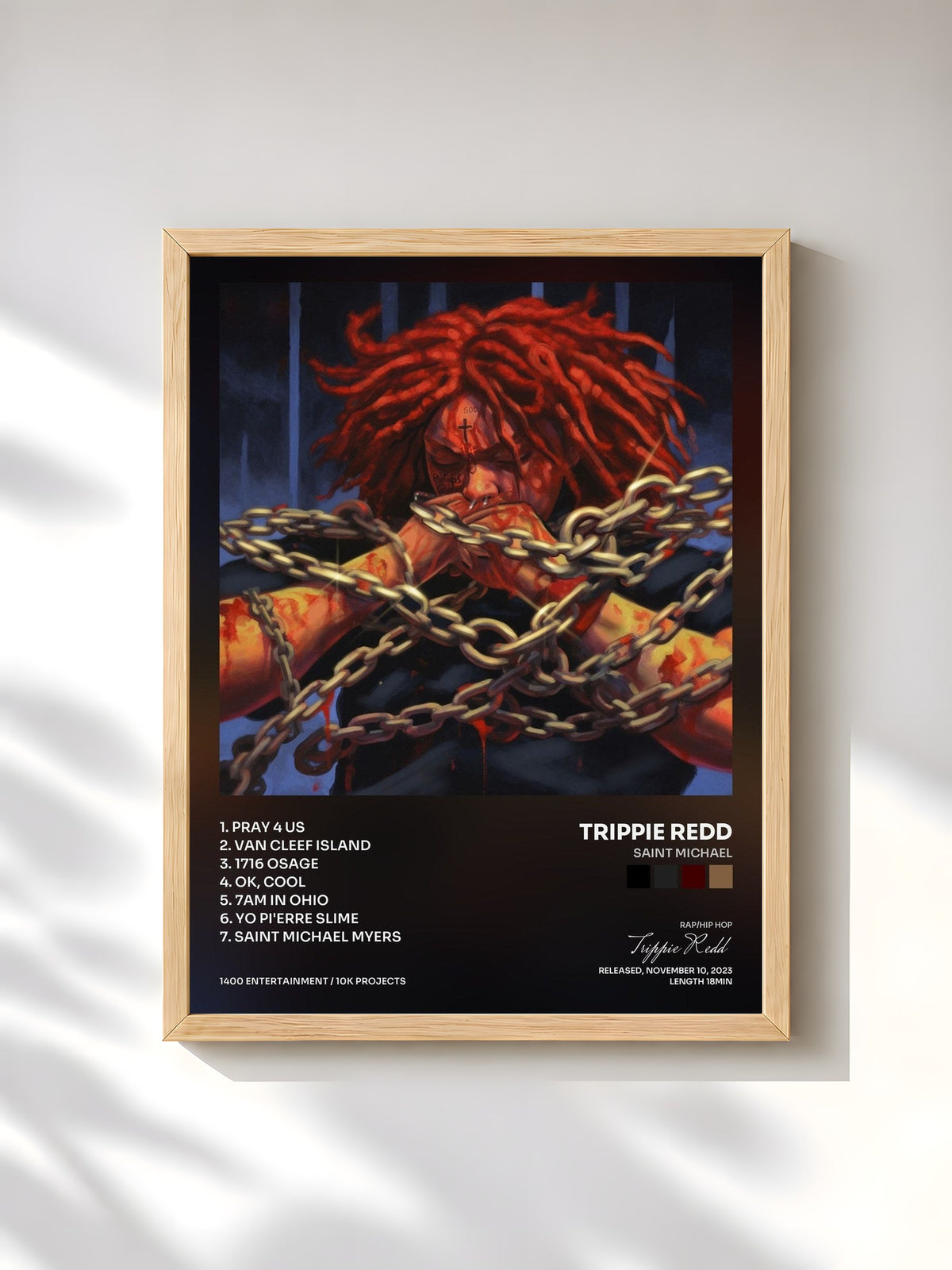 #bois Tableau de l'album Saint Michael de Trippie Redd, cadre en bois brut, imprimé et encadré en France