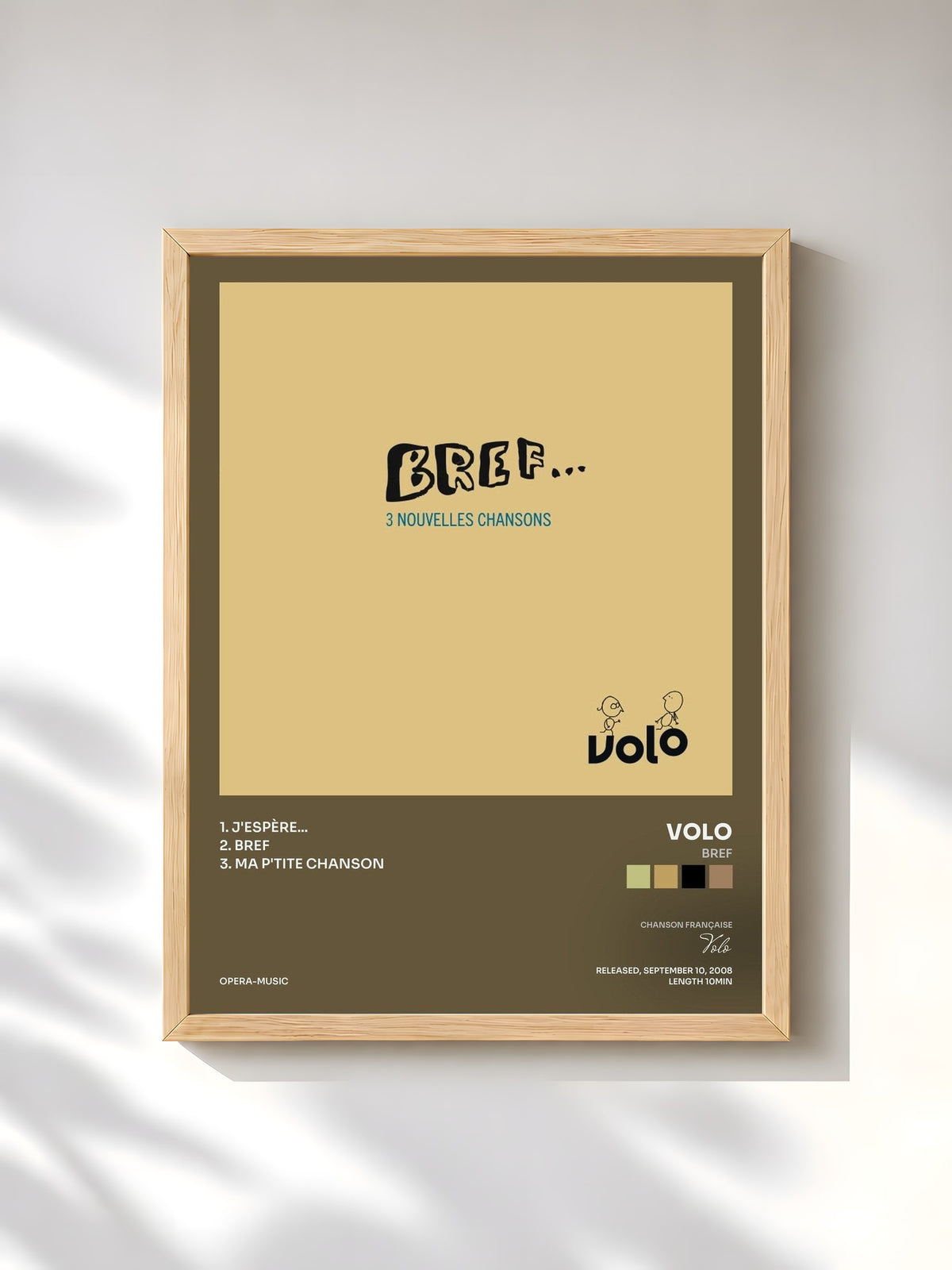 #bois Tableau de l'album Bref de Volo, cadre en bois brut, imprimé et encadré en France