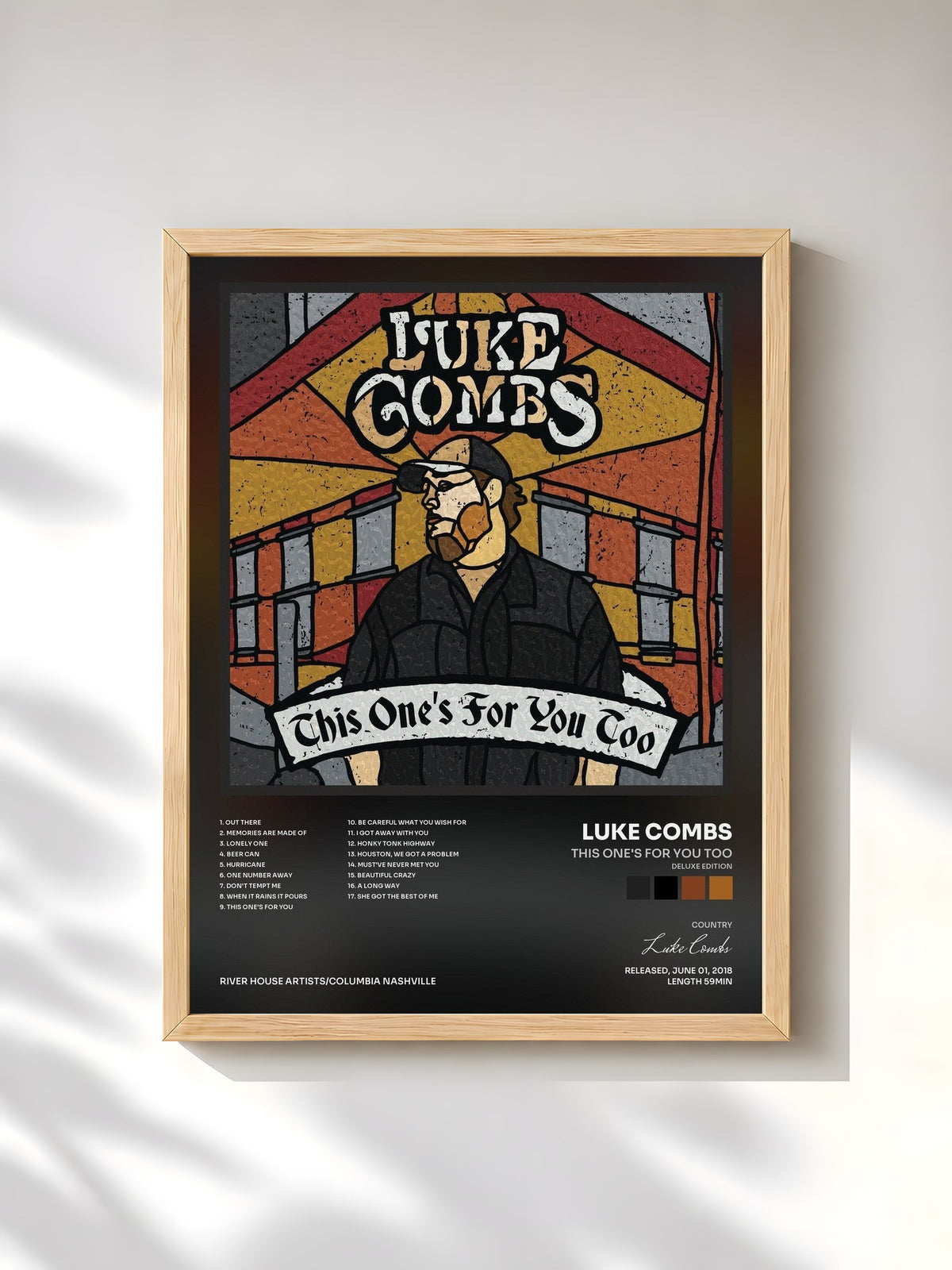#bois Tableau de l'album This One's for You Too (Deluxe Edition) de Luke Combs, cadre en bois brut, imprimé et encadré en France