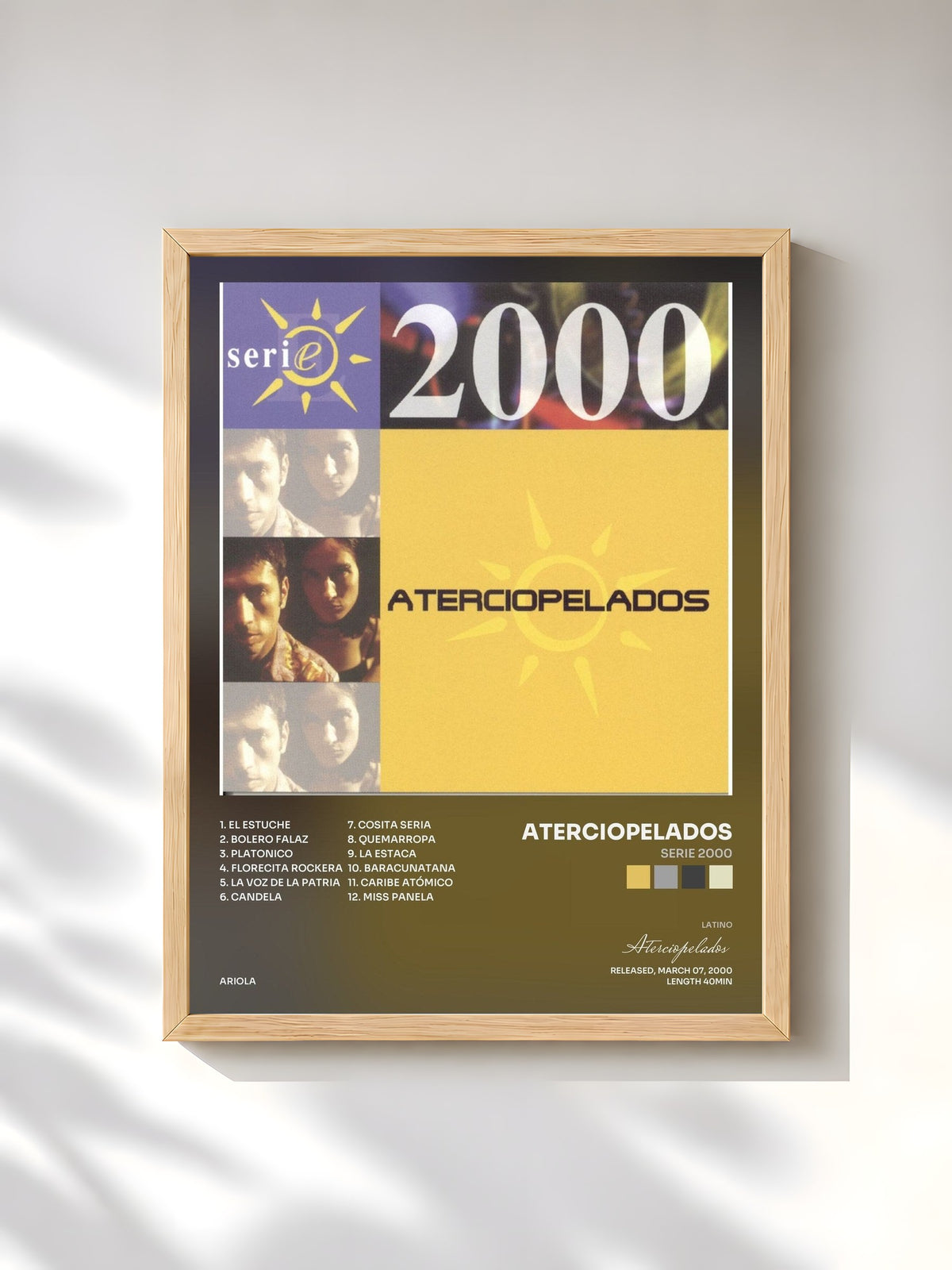 #bois Tableau de l'album Serie 2000 de Aterciopelados, cadre en bois brut, imprimé et encadré en France