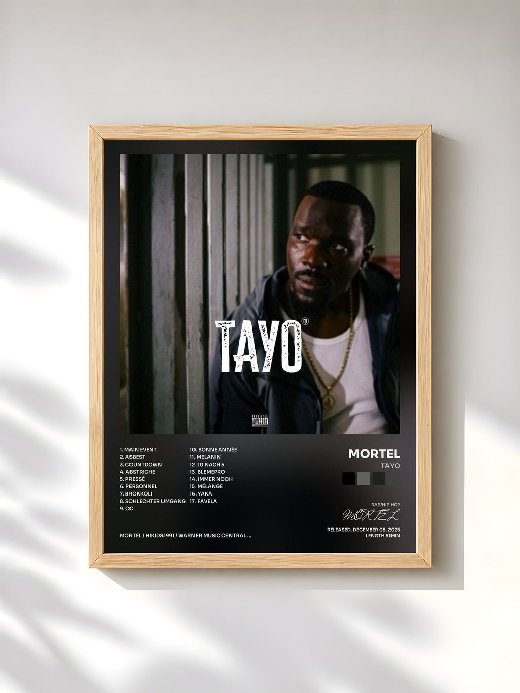 #bois Tableau de l'album TAYO de MORTEL, cadre en bois brut, imprimé et encadré en France
