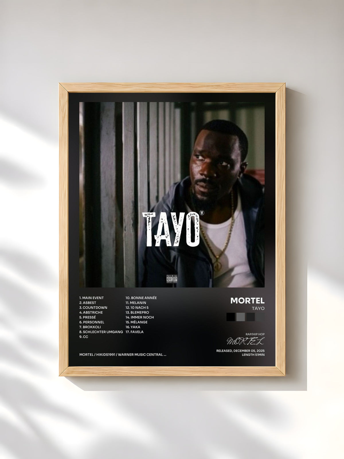 #bois Tableau de l'album TAYO de MORTEL, cadre en bois brut, imprimé et encadré en France