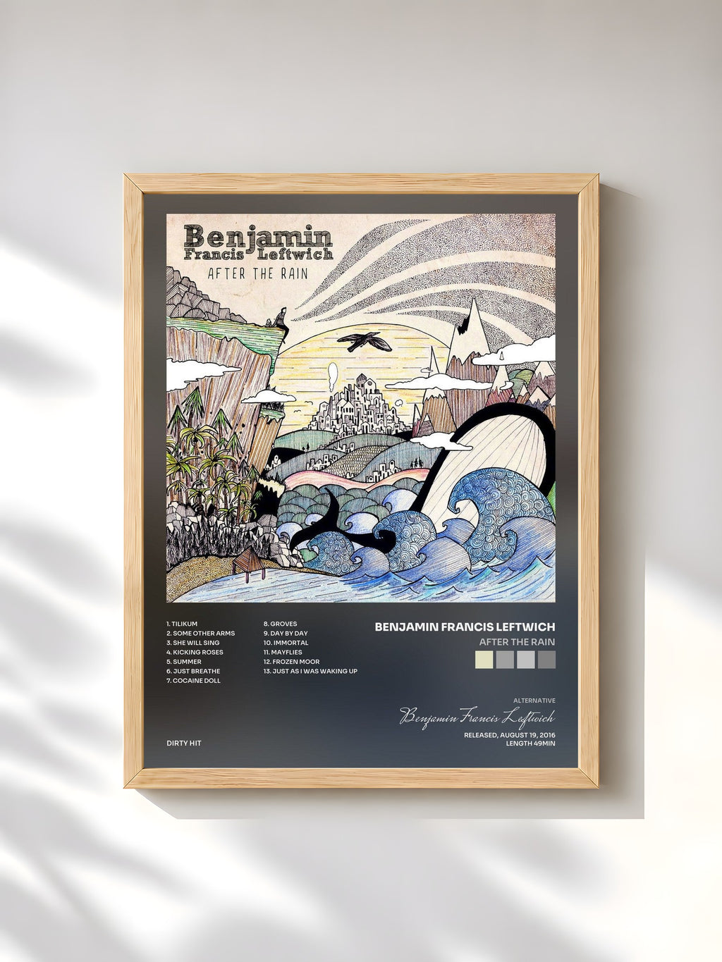 #bois Tableau de l'album After the Rain de Benjamin Francis Leftwich, cadre en bois brut, imprimé et encadré en France