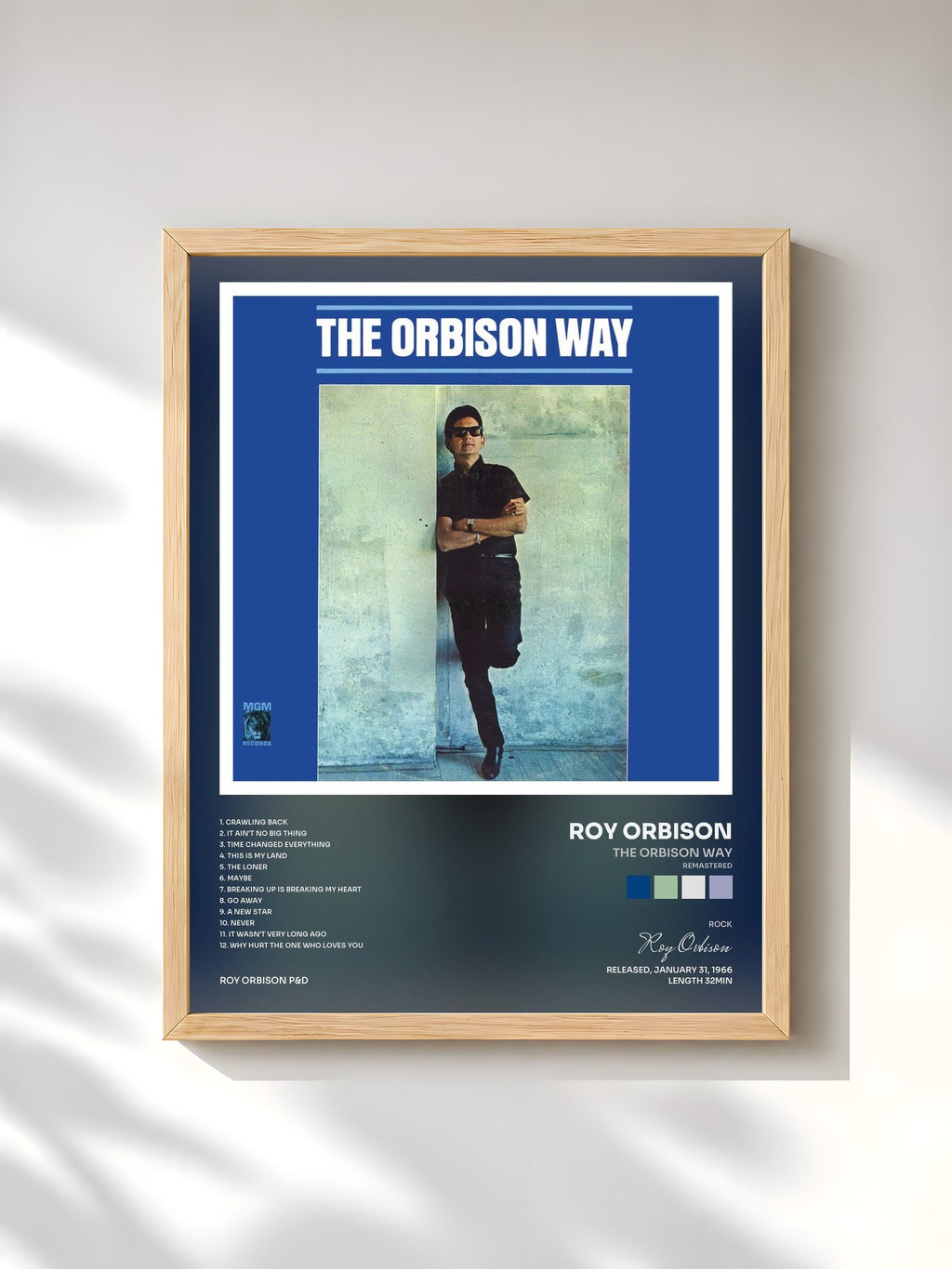 #bois Tableau de l'album The Orbison Way (Remastered) de Roy Orbison, cadre en bois brut, imprimé et encadré en France