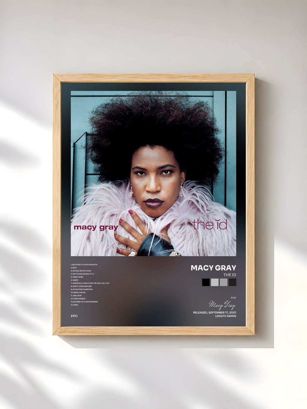 #bois Tableau de l'album the id de Macy Gray, cadre en bois brut, imprimé et encadré en France