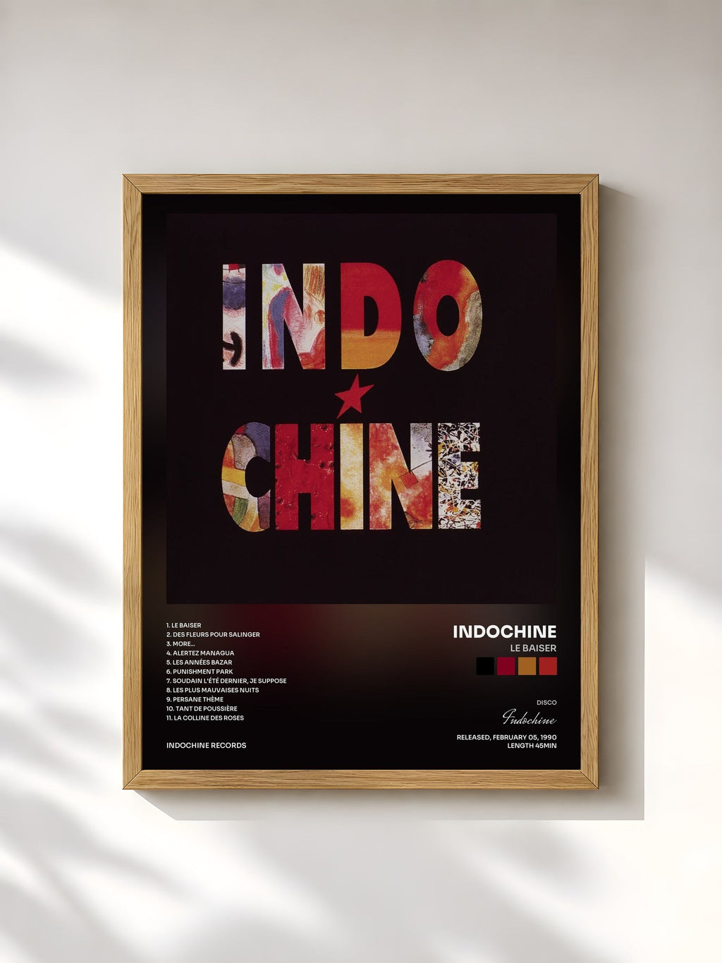 #bois Tableau de l'album Le baiser de Indochine, cadre en bois brut, imprimé et encadré en France
