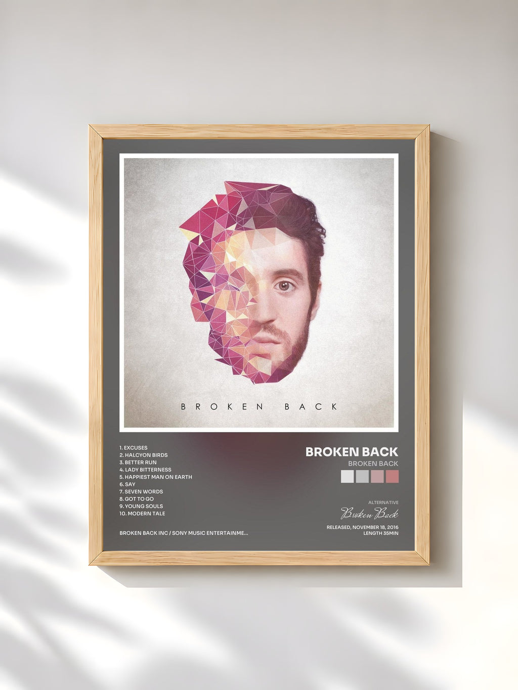 #bois Tableau de l'album Broken Back de Broken Back, cadre en bois brut, imprimé et encadré en France