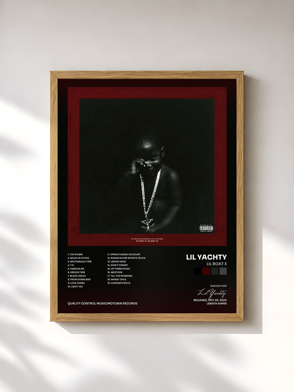 #bois Tableau de l'album Lil Boat 3 de Lil Yachty, cadre en bois brut, imprimé et encadré en France