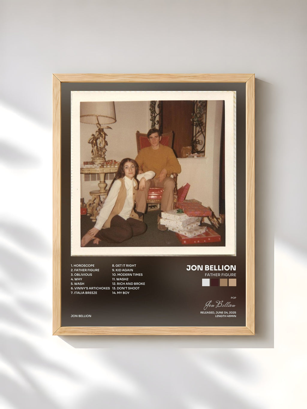 #bois Tableau de l'album FATHER FIGURE de Jon Bellion, cadre en bois brut, imprimé et encadré en France