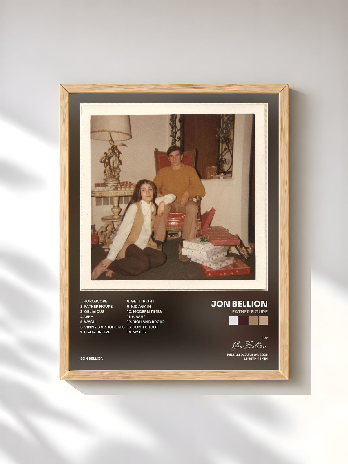 #bois Tableau de l'album FATHER FIGURE de Jon Bellion, cadre en bois brut, imprimé et encadré en France