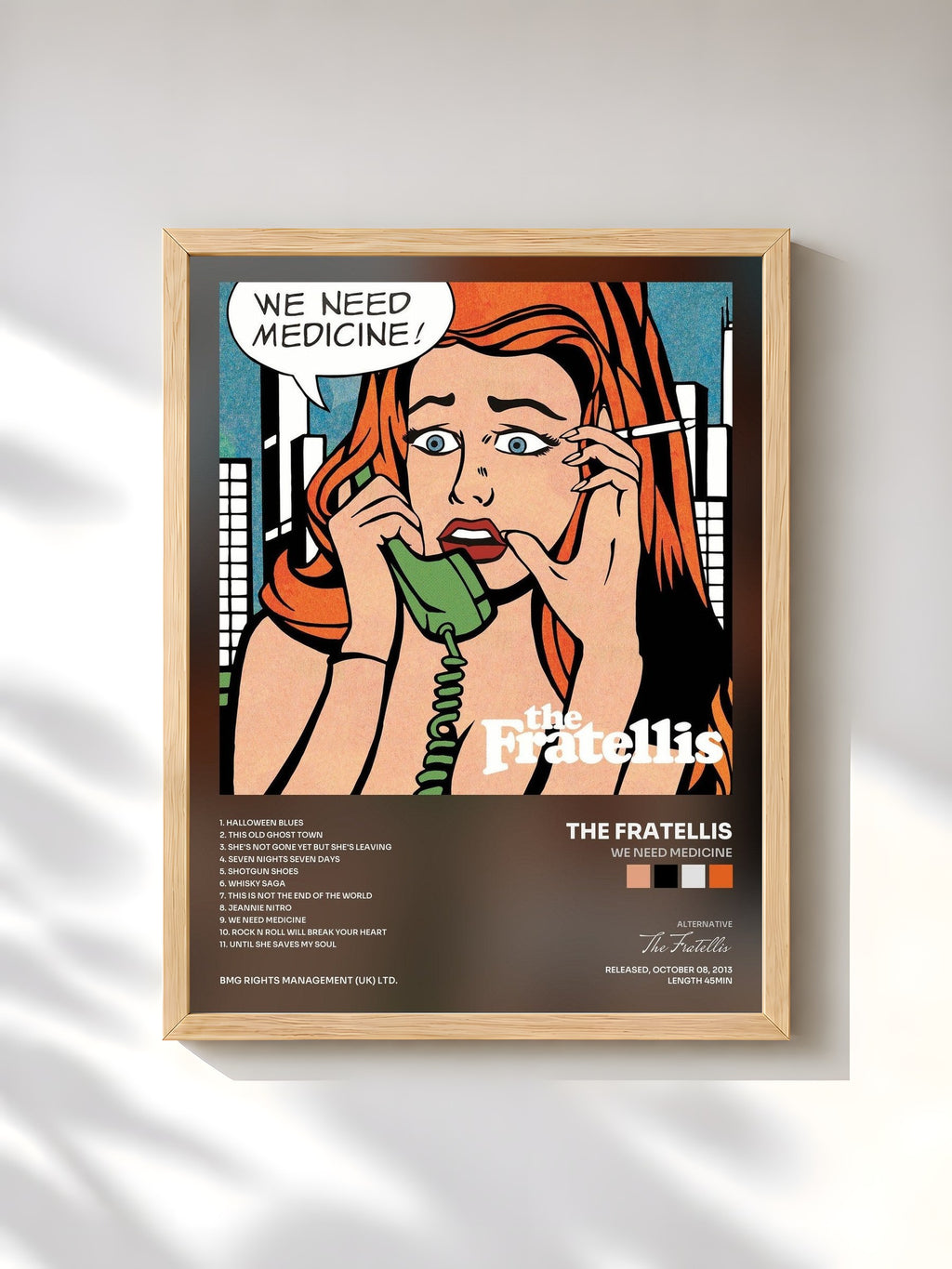 #bois Tableau de l'album We Need Medicine de The Fratellis, cadre en bois brut, imprimé et encadré en France
