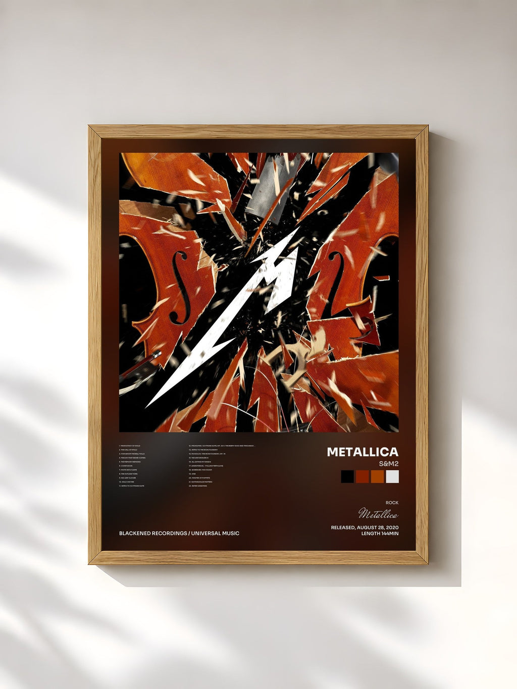 #bois Tableau de l'album S&M2 de Metallica, cadre en bois brut, imprimé et encadré en France