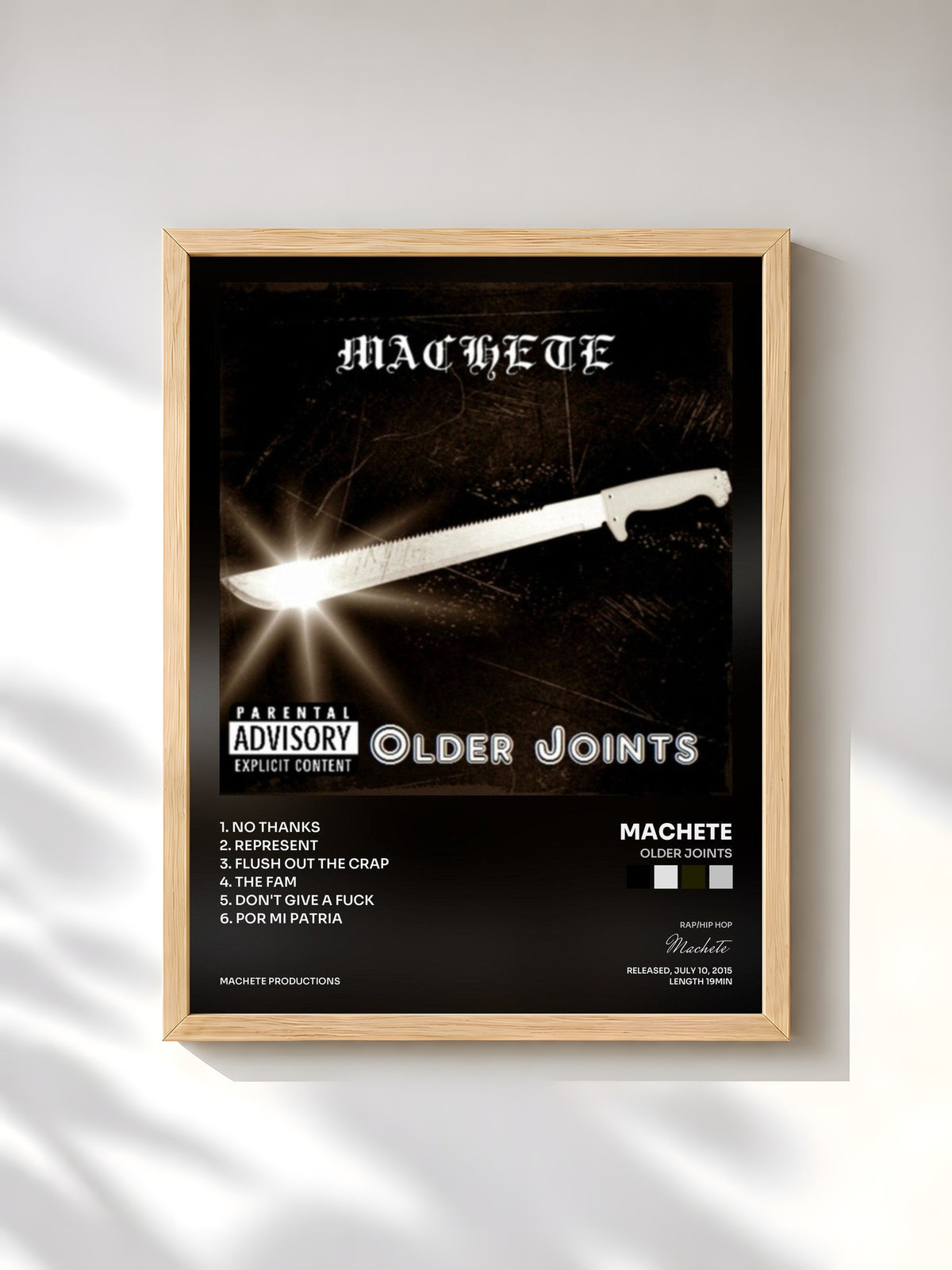#bois Tableau de l'album Older Joints de Machete, cadre en bois brut, imprimé et encadré en France