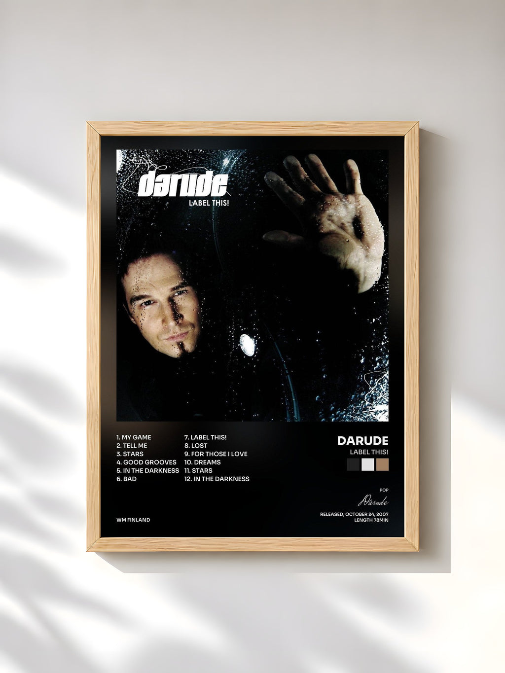 #bois Tableau de l'album Label This! de Darude, cadre en bois brut, imprimé et encadré en France