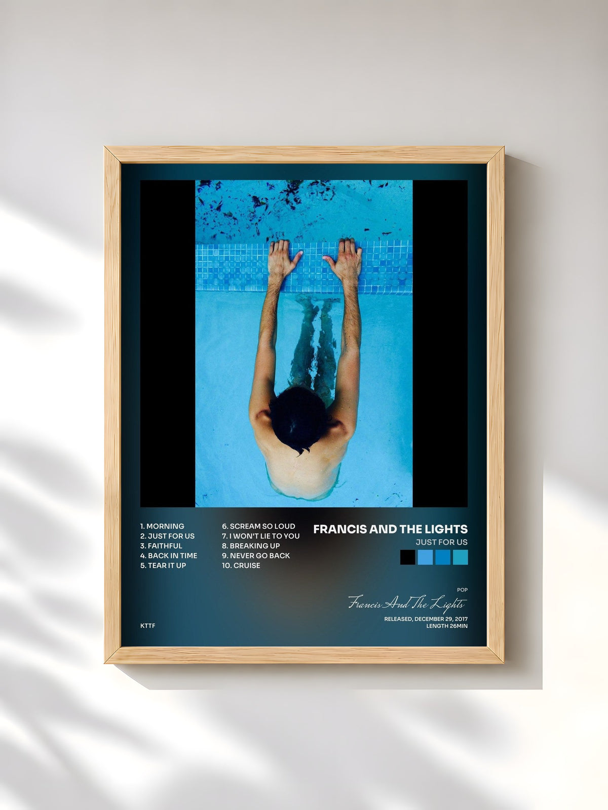 #bois Tableau de l'album Just for Us de Francis And The Lights, cadre en bois brut, imprimé et encadré en France