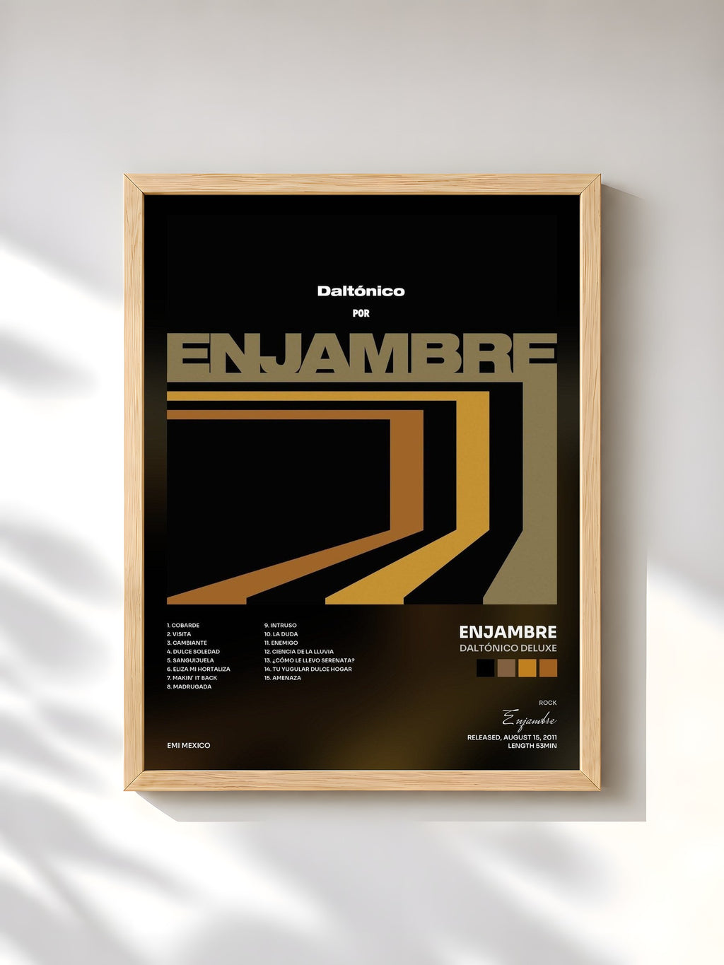 #bois Tableau de l'album Daltónico Deluxe de Enjambre, cadre en bois brut, imprimé et encadré en France
