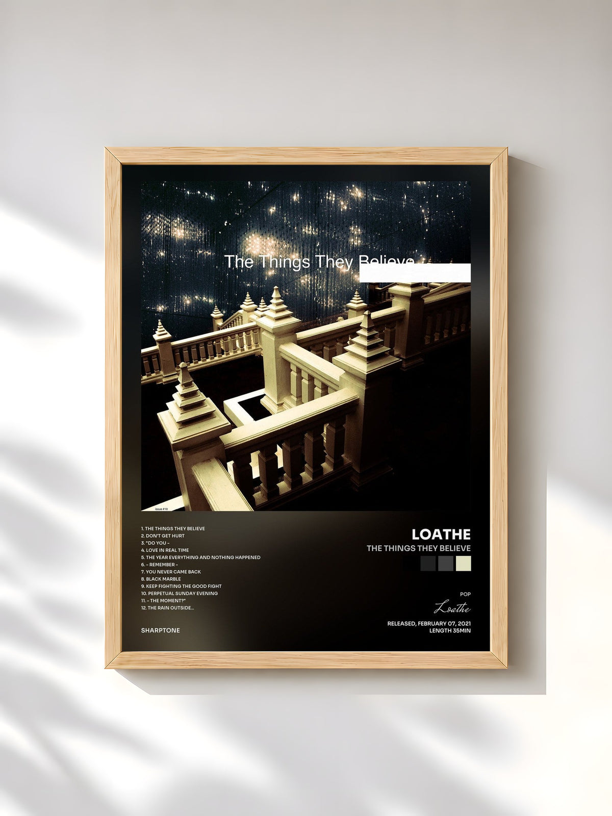 #bois Tableau de l'album The Things They Believe de Loathe, cadre en bois brut, imprimé et encadré en France