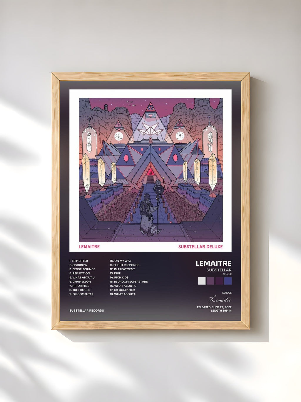 #bois Tableau de l'album Substellar (Deluxe) de Lemaitre, cadre en bois brut, imprimé et encadré en France