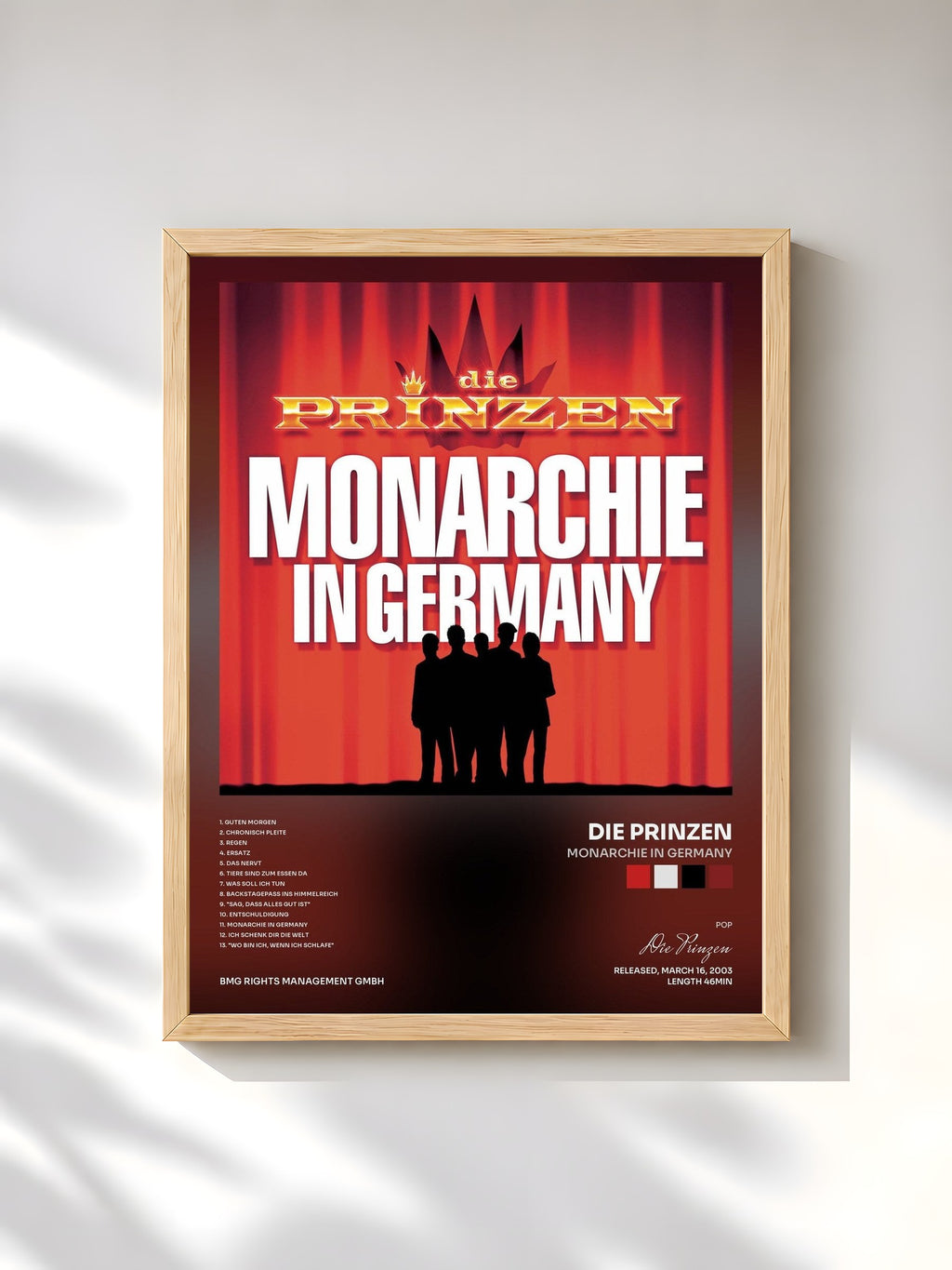 #bois Tableau de l'album Monarchie in Germany de Die Prinzen, cadre en bois brut, imprimé et encadré en France