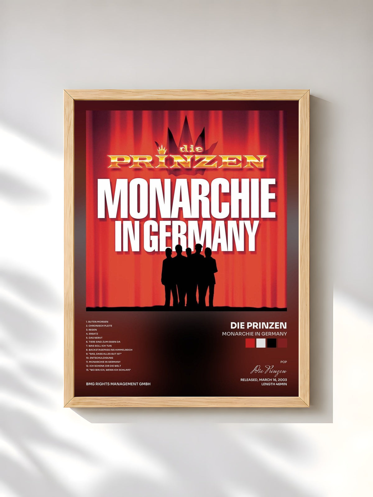#bois Tableau de l'album Monarchie in Germany de Die Prinzen, cadre en bois brut, imprimé et encadré en France