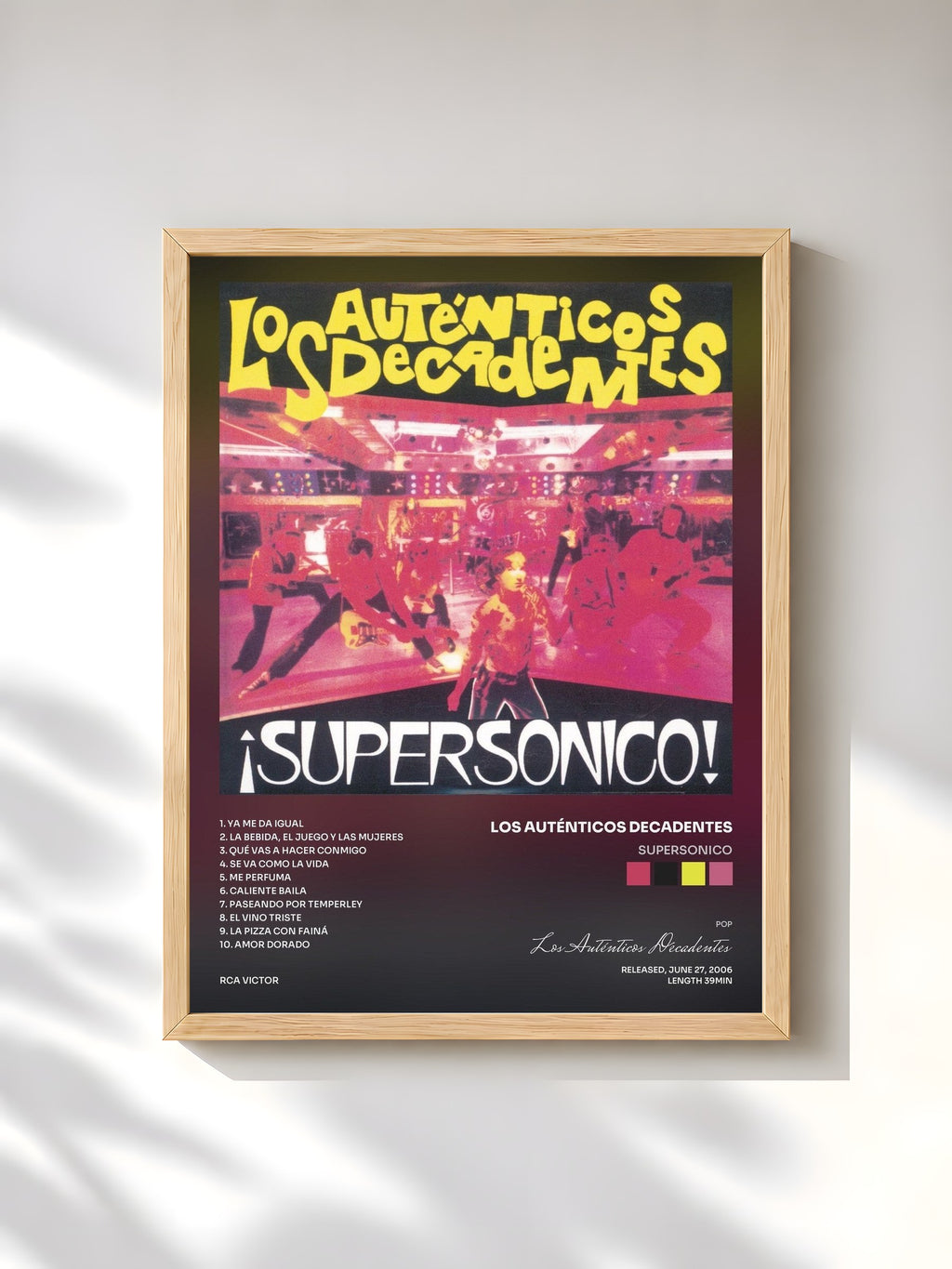 #bois Tableau de l'album Supersonico de Los Auténticos Decadentes, cadre en bois brut, imprimé et encadré en France